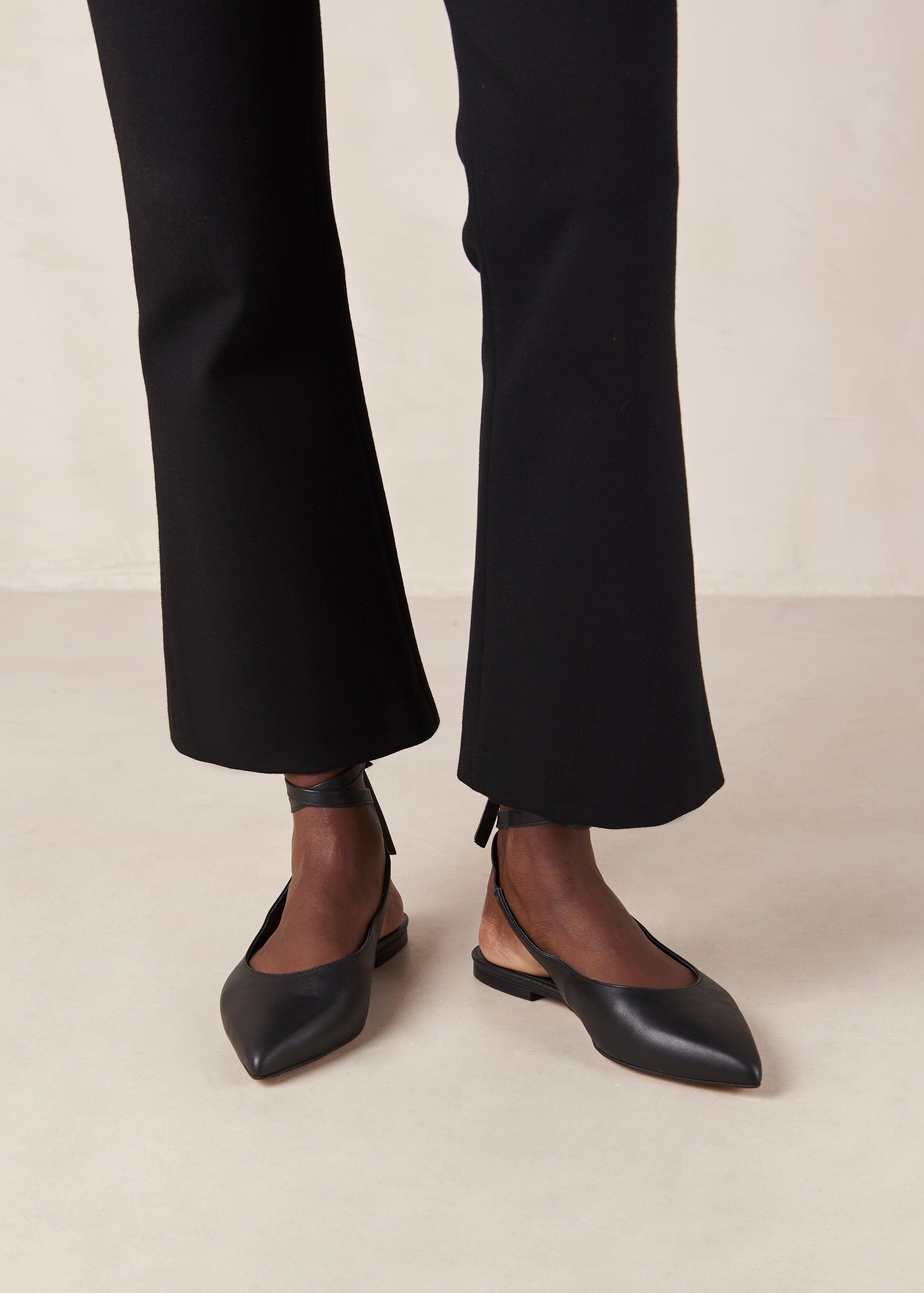 Alohas Ribbon Black Leather Ballet Flats | Lyst