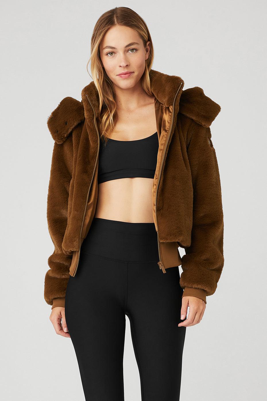 Alo Yoga Faux Fur Foxy Jacket in Black | Lyst
