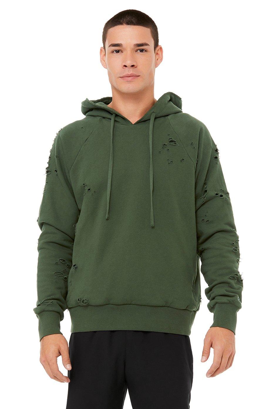 Alo Yoga Alo Yoga Ripped Hoodie in Green for Men - Lyst