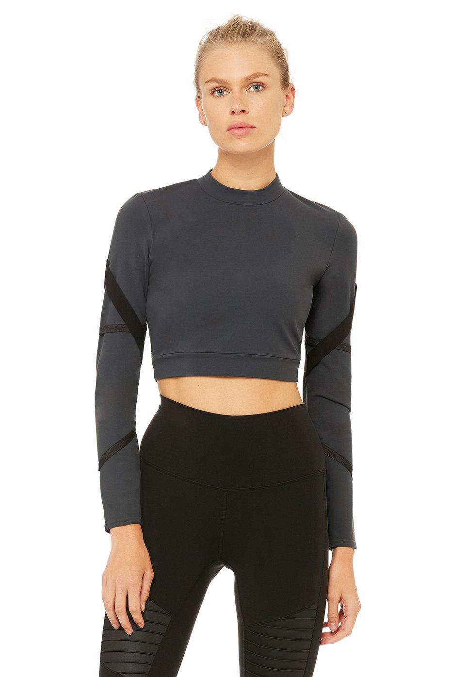 Alo Yoga ® Bandage Long Sleeve Top in Anthracite/Black (Gray) - Lyst