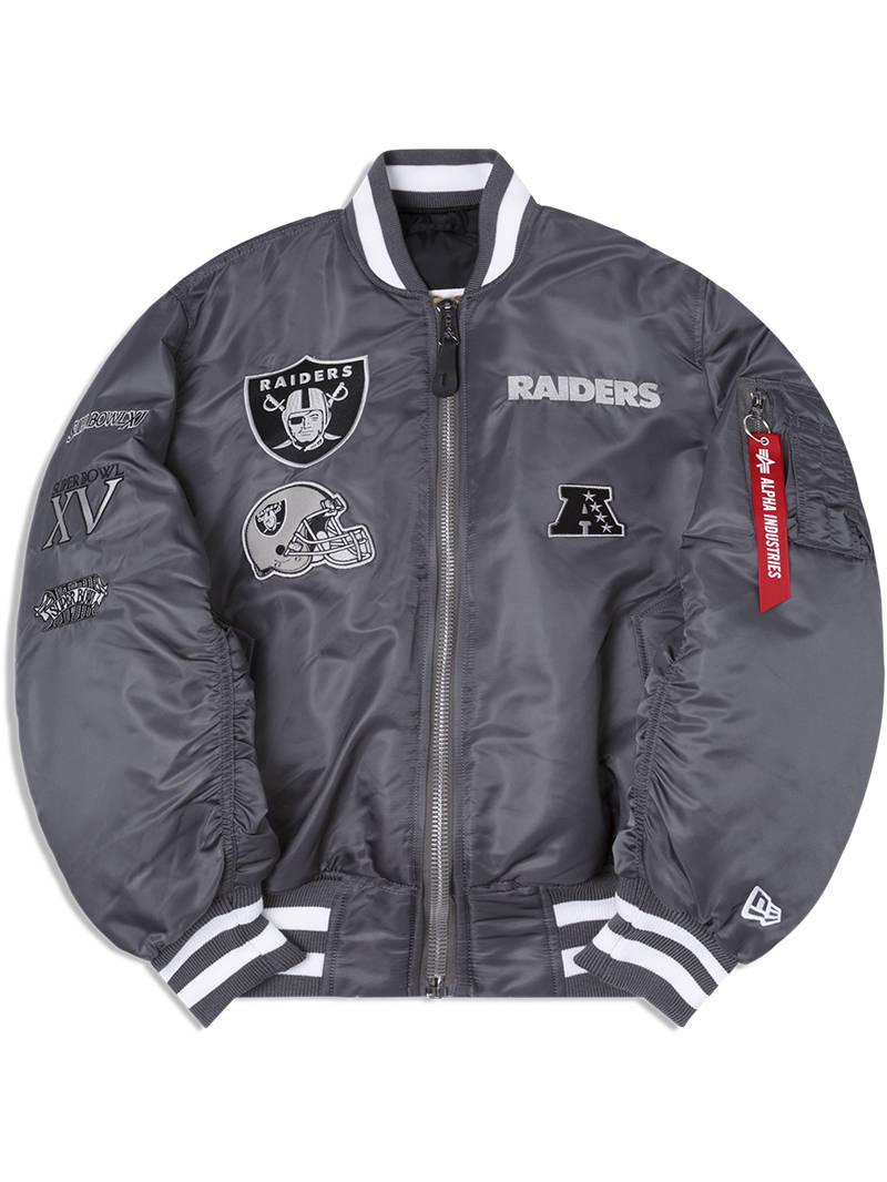 Alpha Industries Las Vegas Raiders X Alpha X New Era Ma1 Bomber Jacket in Gray Lyst