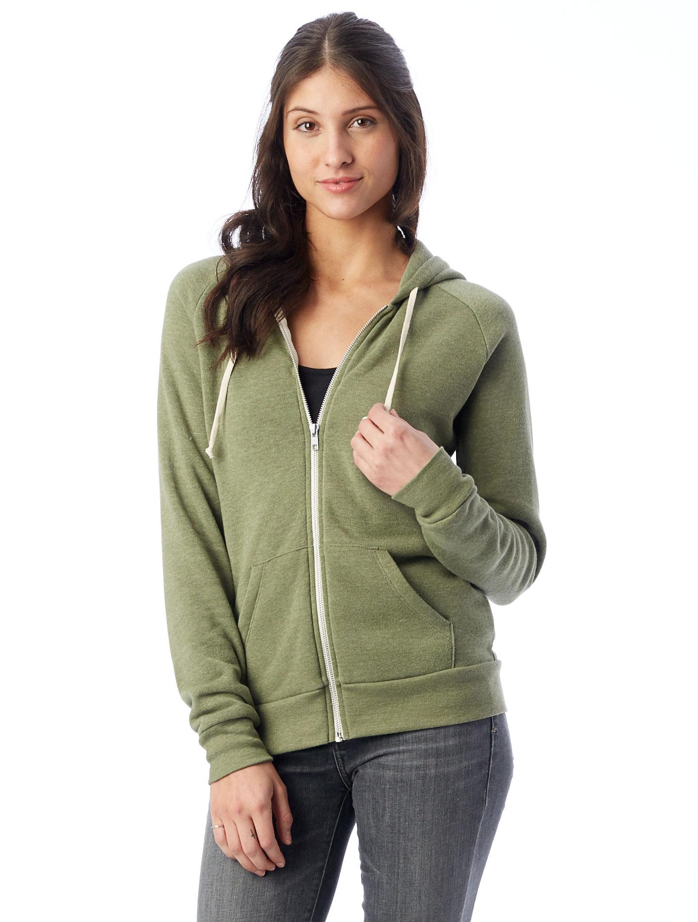 Alternative Apparel Adrian Eco-fleece Zip Hoodie in Green - Lyst