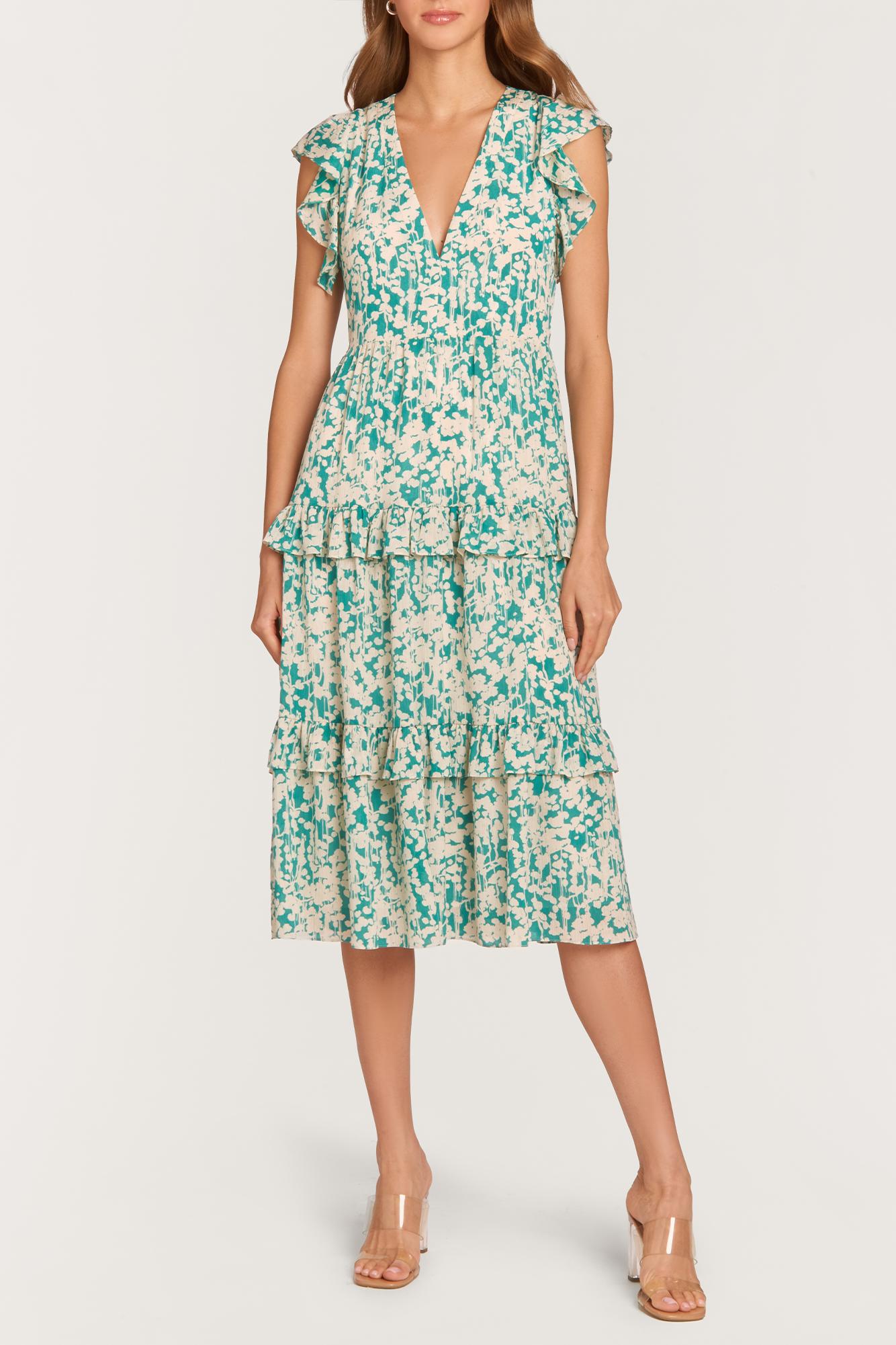 Amanda Uprichard Chamomile Dress In Willow Print in Green | Lyst