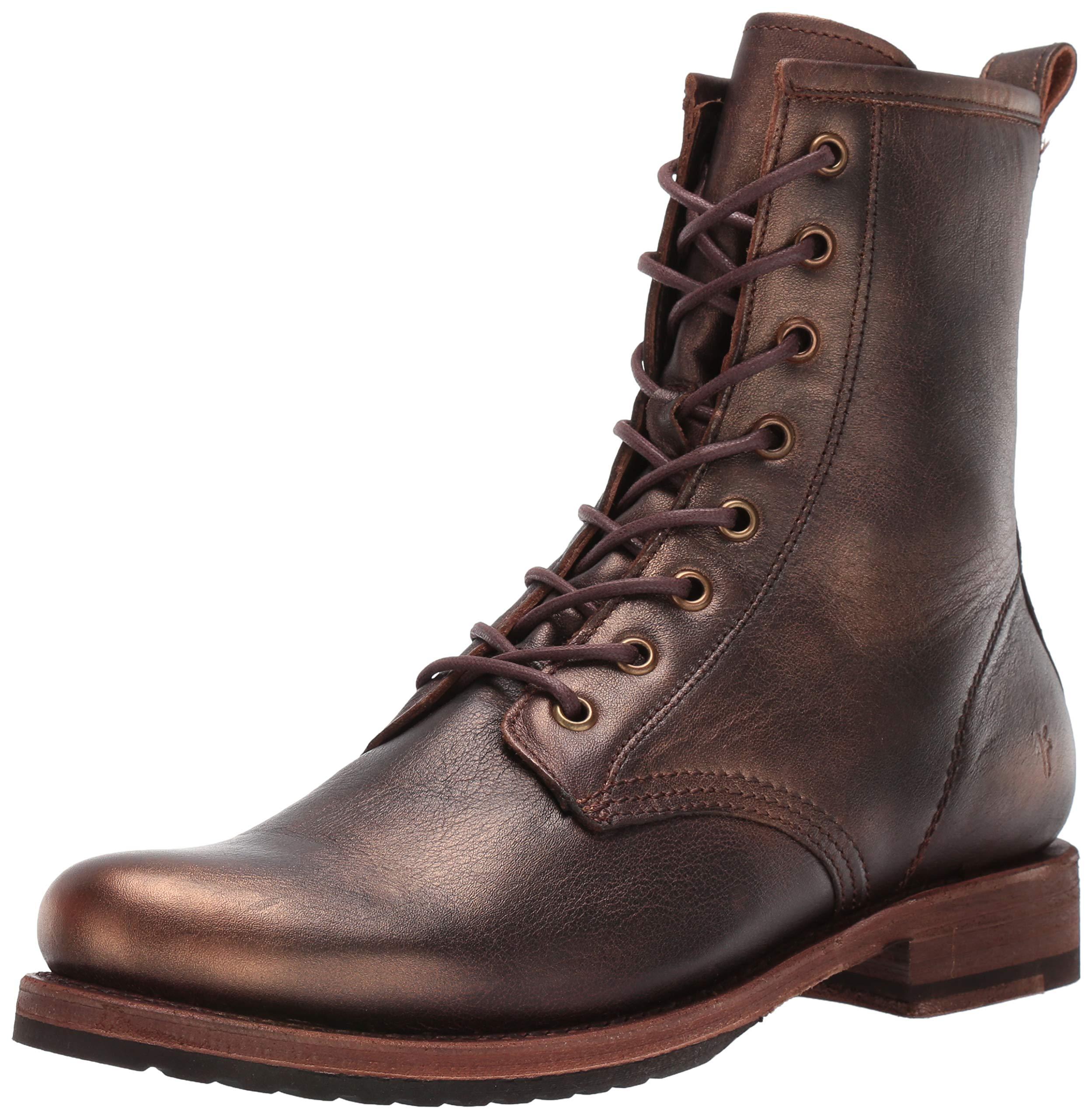 Frye Leather Veronica Combat Boot In Bronze Brown Lyst