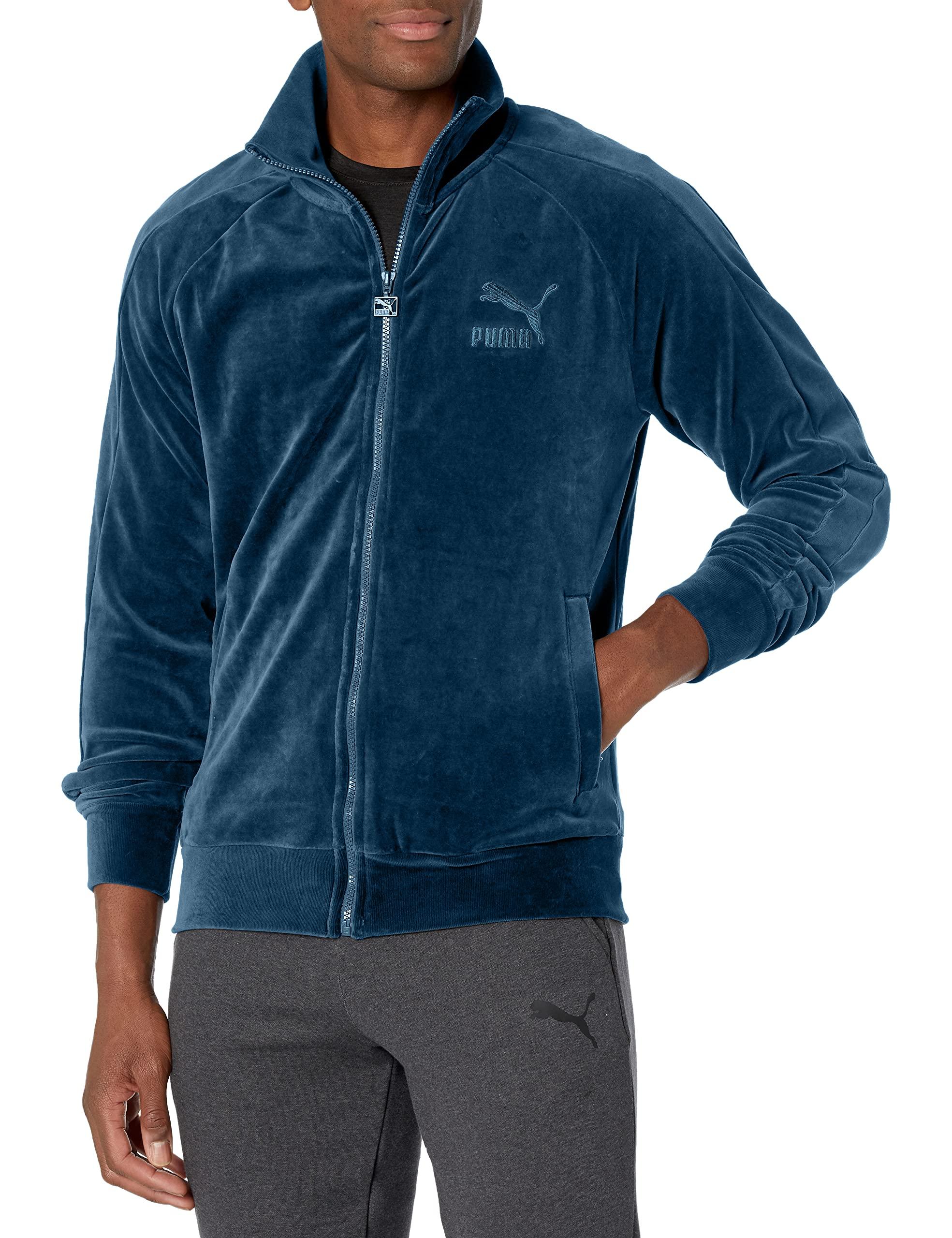 PUMA Iconic T7 Velour Track Jacket in Blue for Men | Lyst