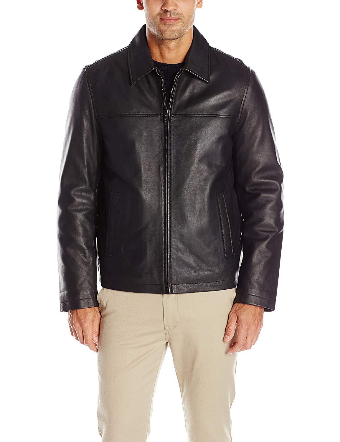 tommy hilfiger black leather jacket