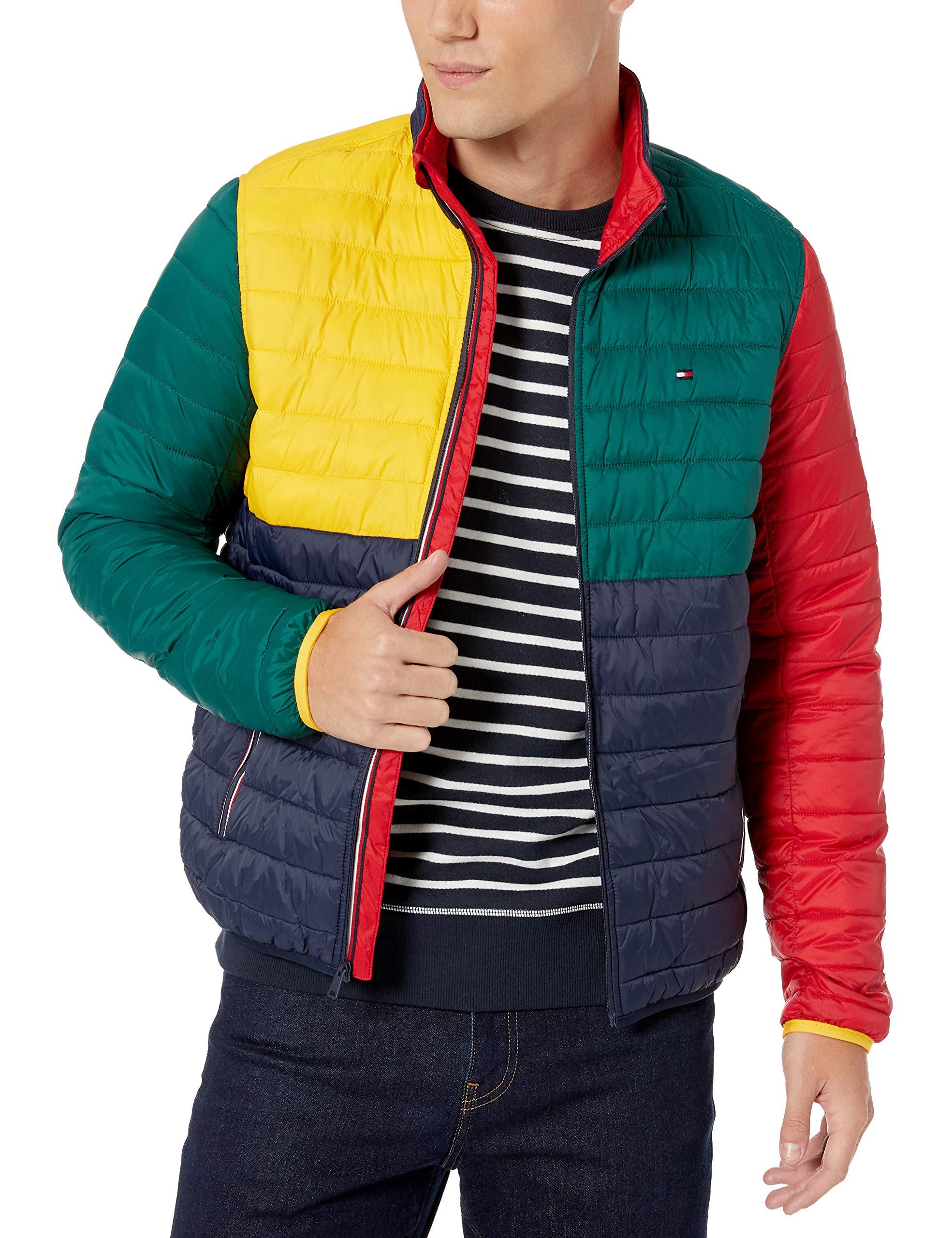 tommy hilfiger chevron quilted bomber