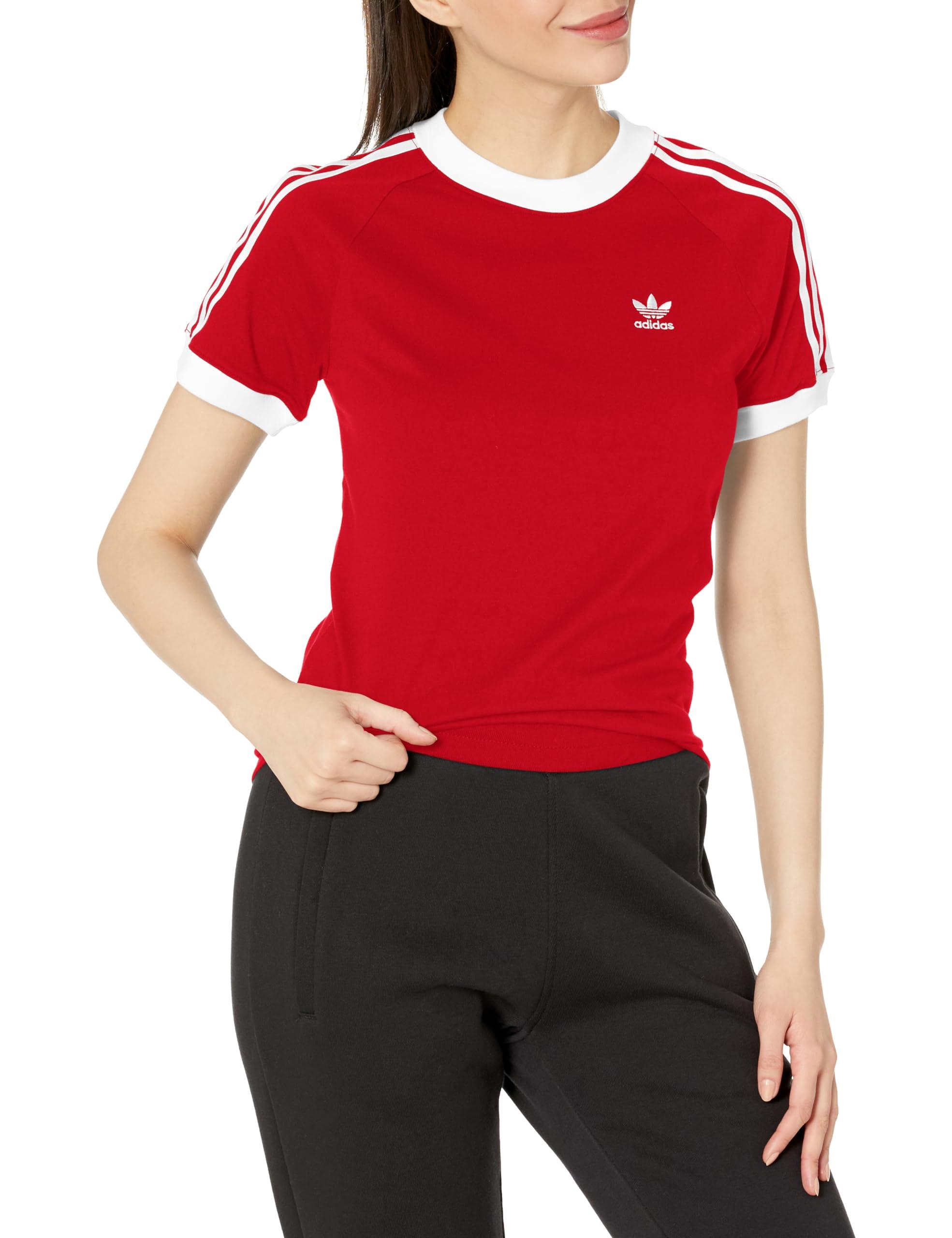 adidas Originals Adicolor Classics Slim 3-stripes T-shirt in Red | Lyst