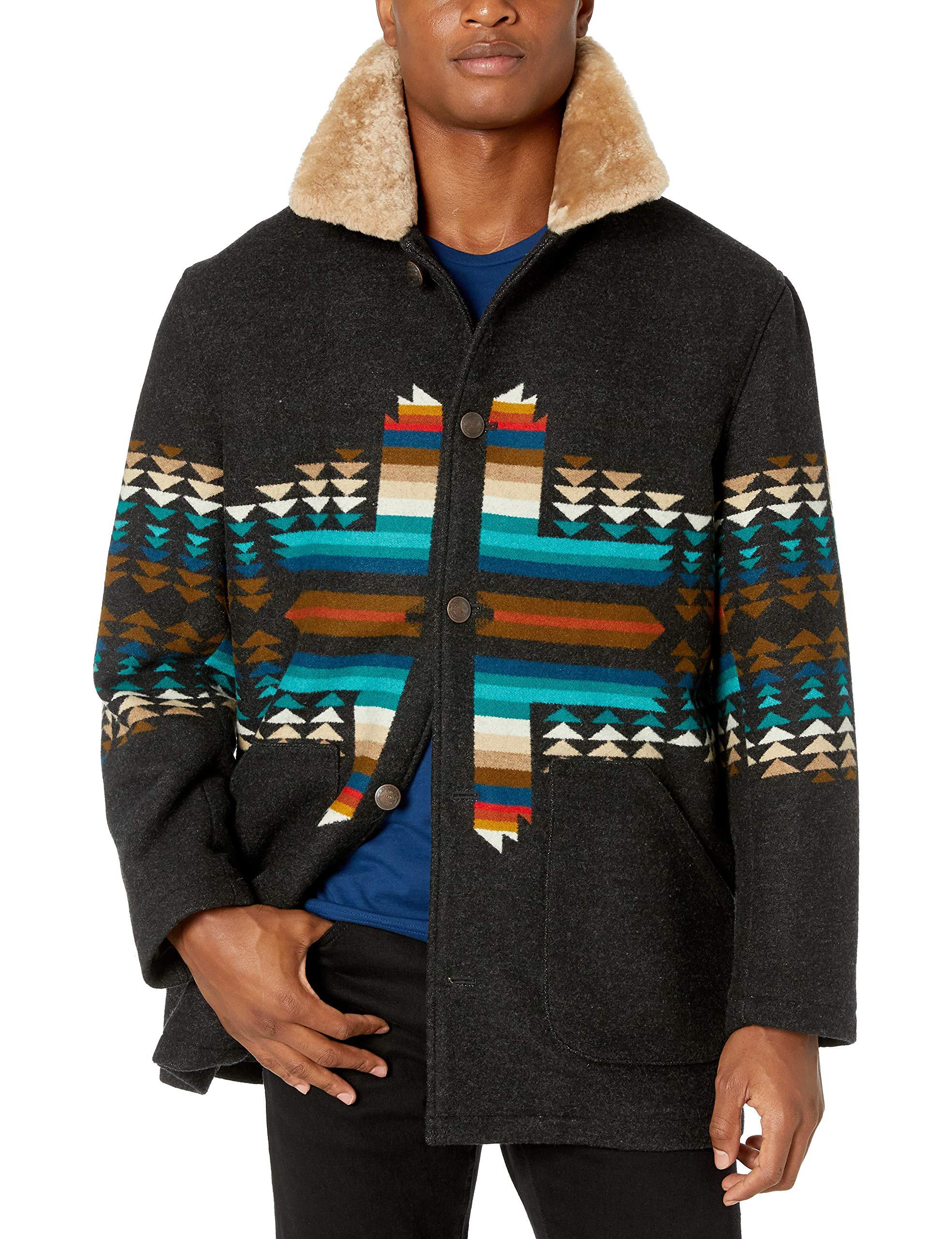 Pendleton mens Brownsville Shearling Collar Wool Coat 