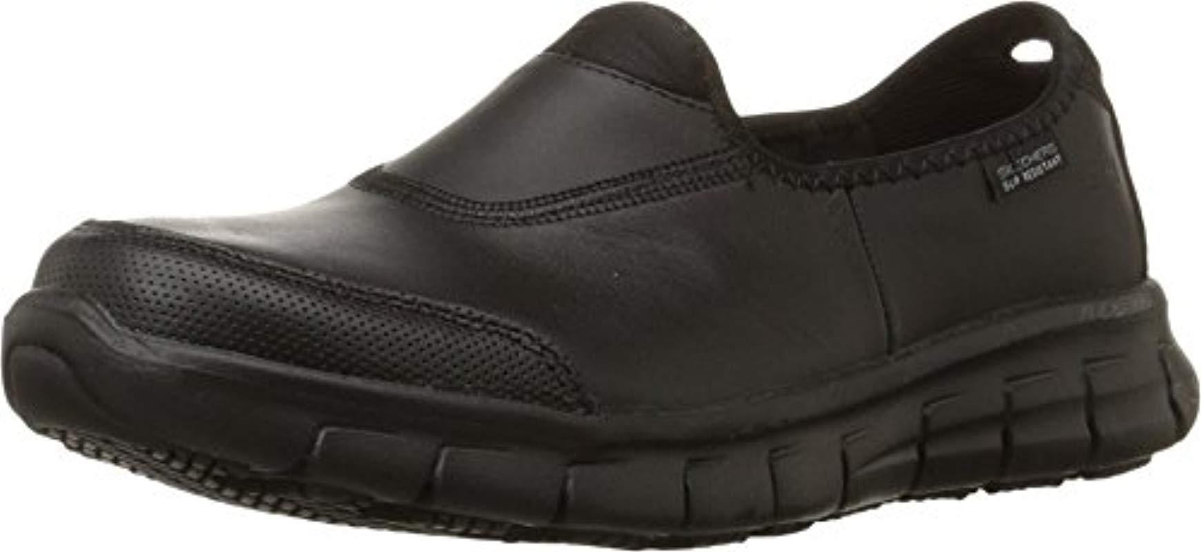 Skechers Leather For Work Sure Track Slip Resistant Shoe, Black, 6 M Us ...