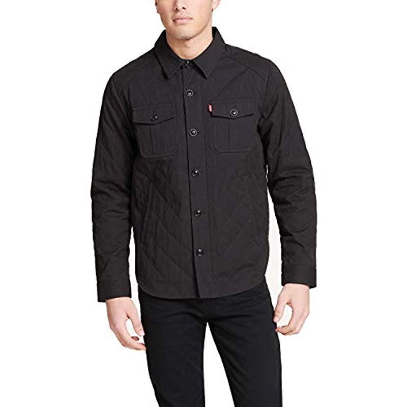 black quilted shirt jacket