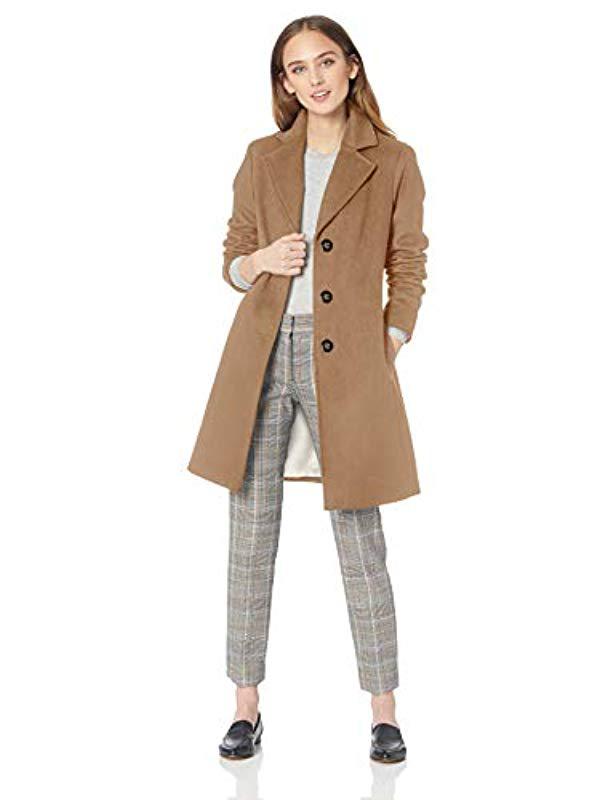 Calvin Klein Classic Cashmere Wool Blend Coat in Camel (Natural) Save