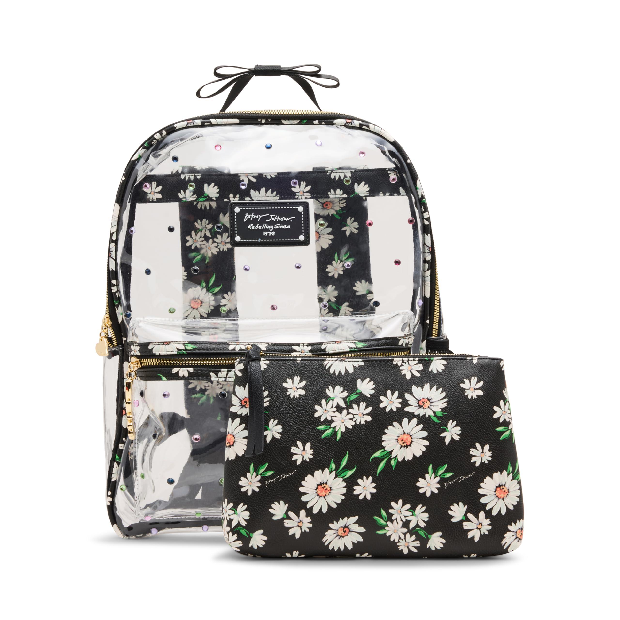 Betsey Johnson Daisy Clear Backpack With Pouch in Black Lyst