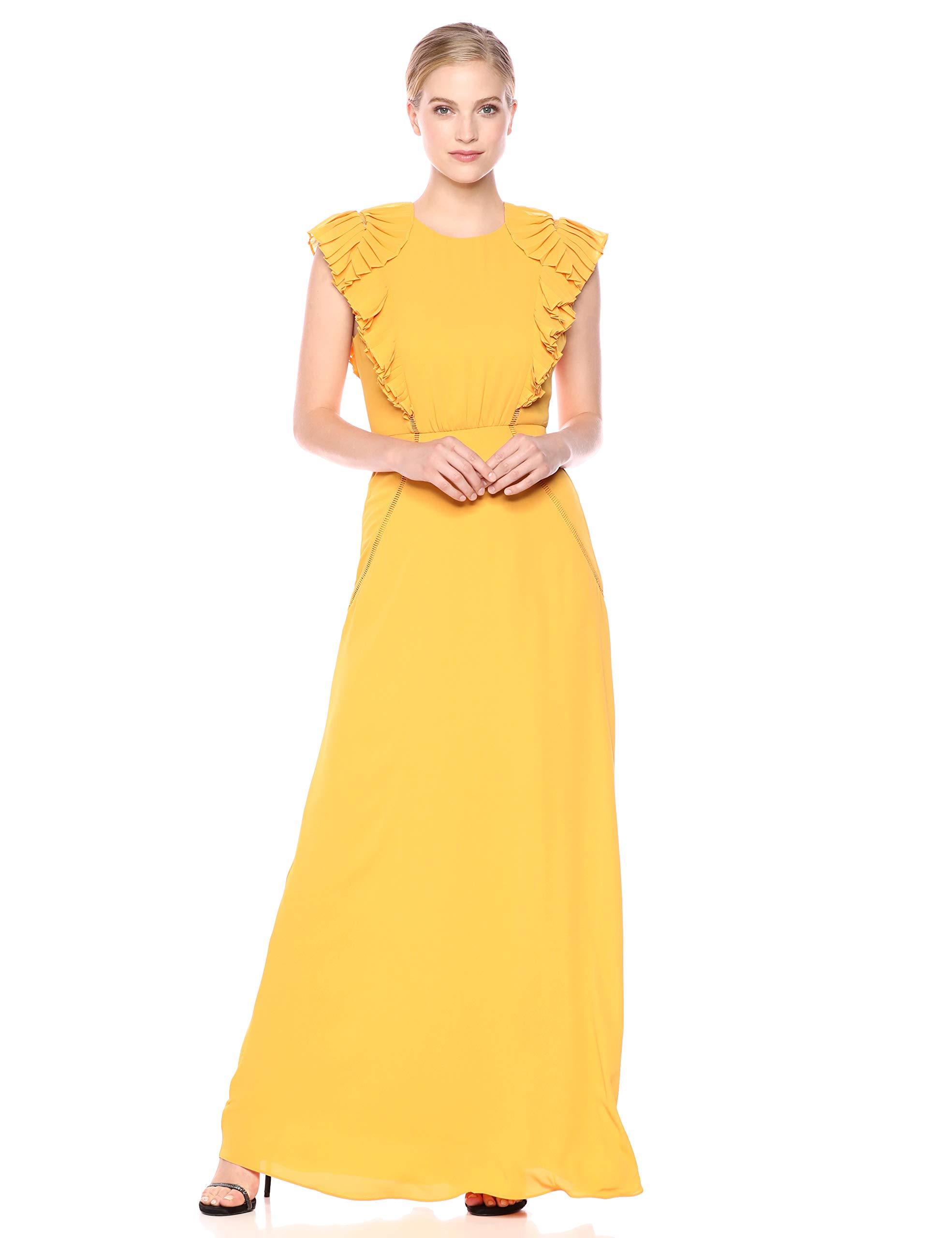 bcbg yellow ruffle dress