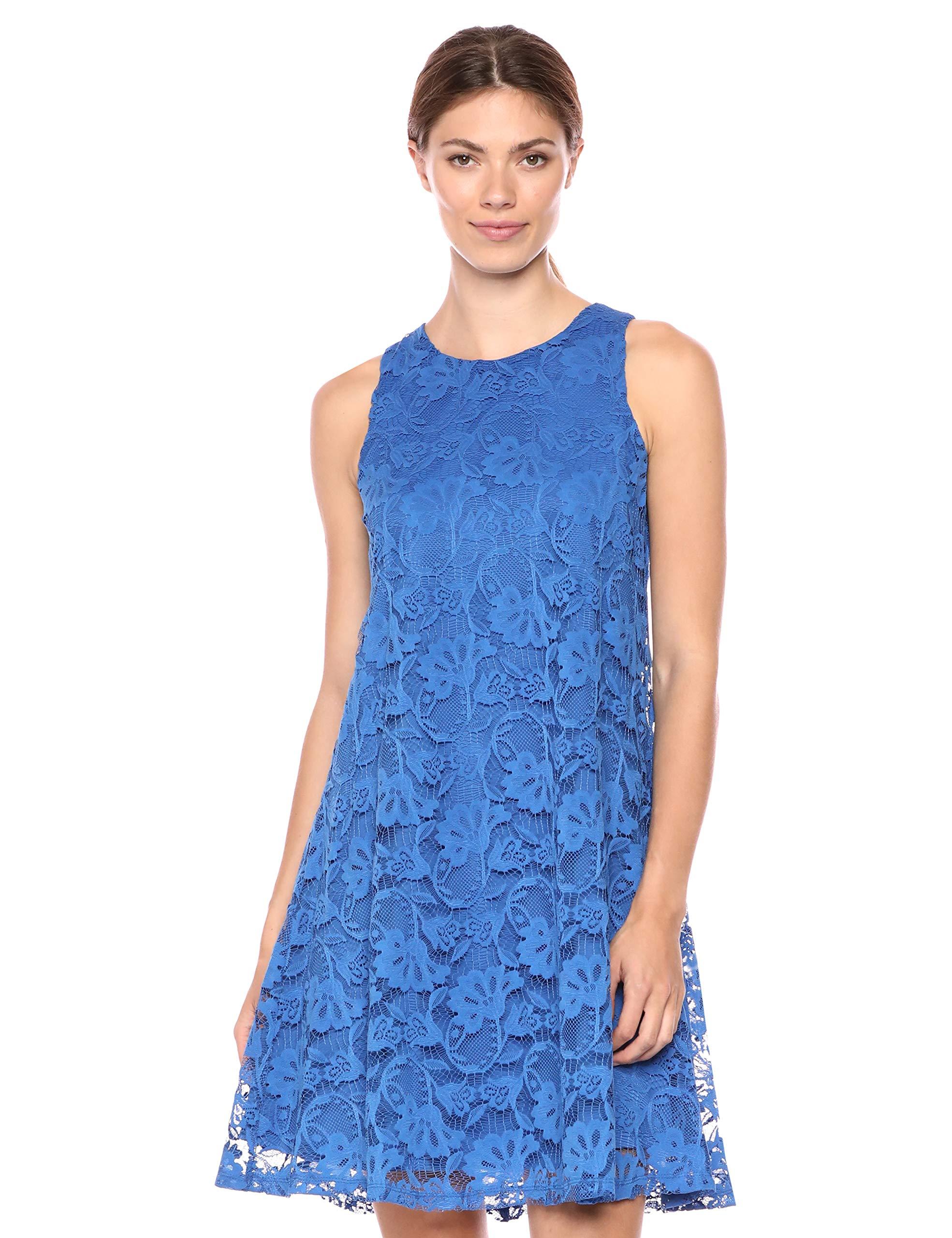 Nine West Sleeveless Lace Trapeze Dress in Blue - Lyst