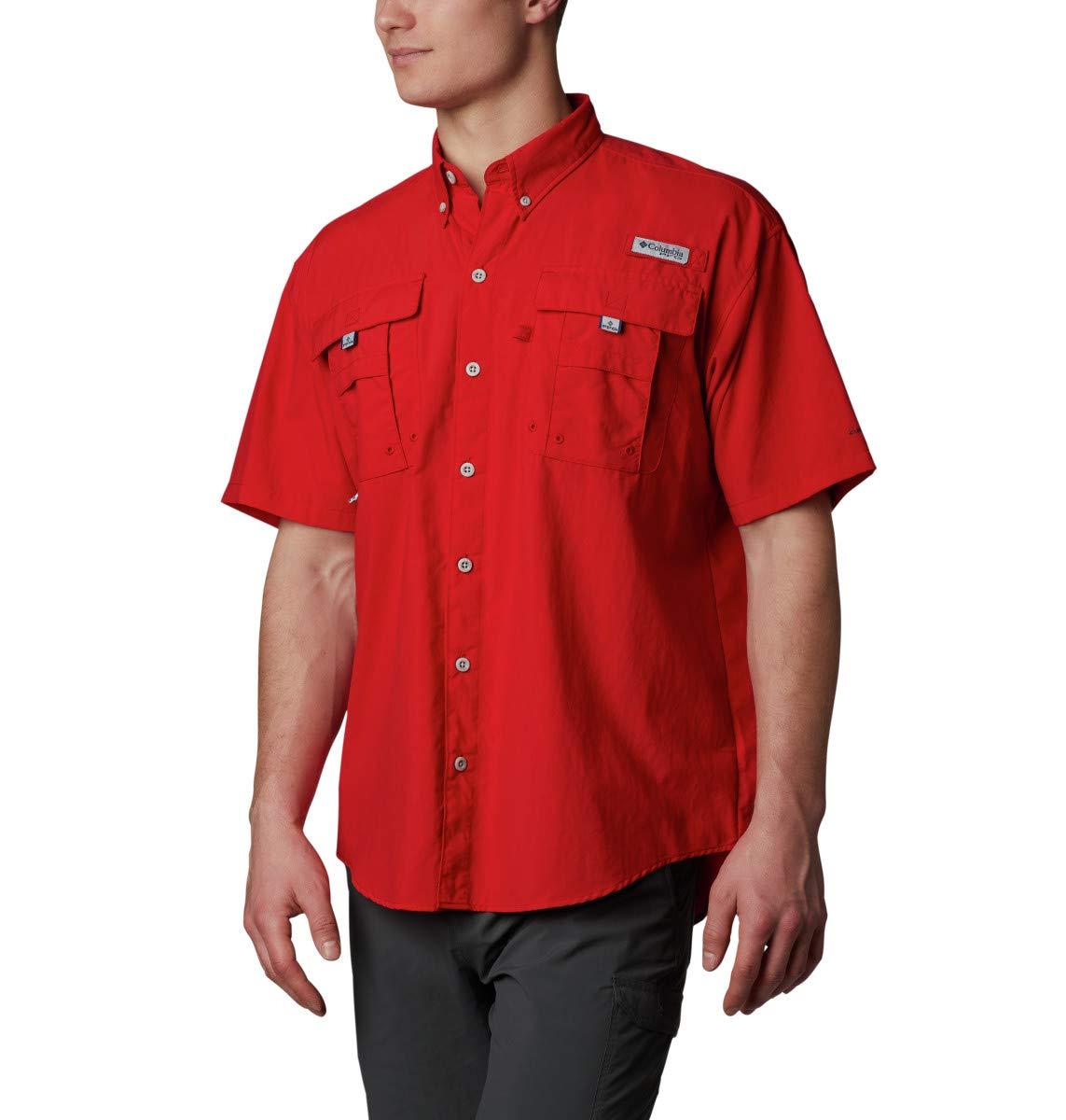 Columbia Bahama Ii Upf 30 Short Sleeve Pfg Fishing Shirt in Red