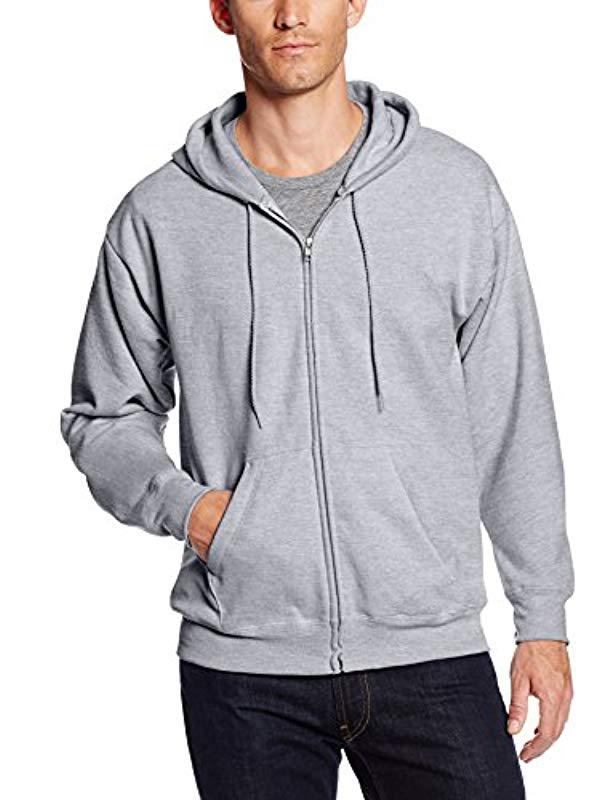 Hanes Full Zip Ultimate Heavyweight Fleece Hoodie in Gray for Men