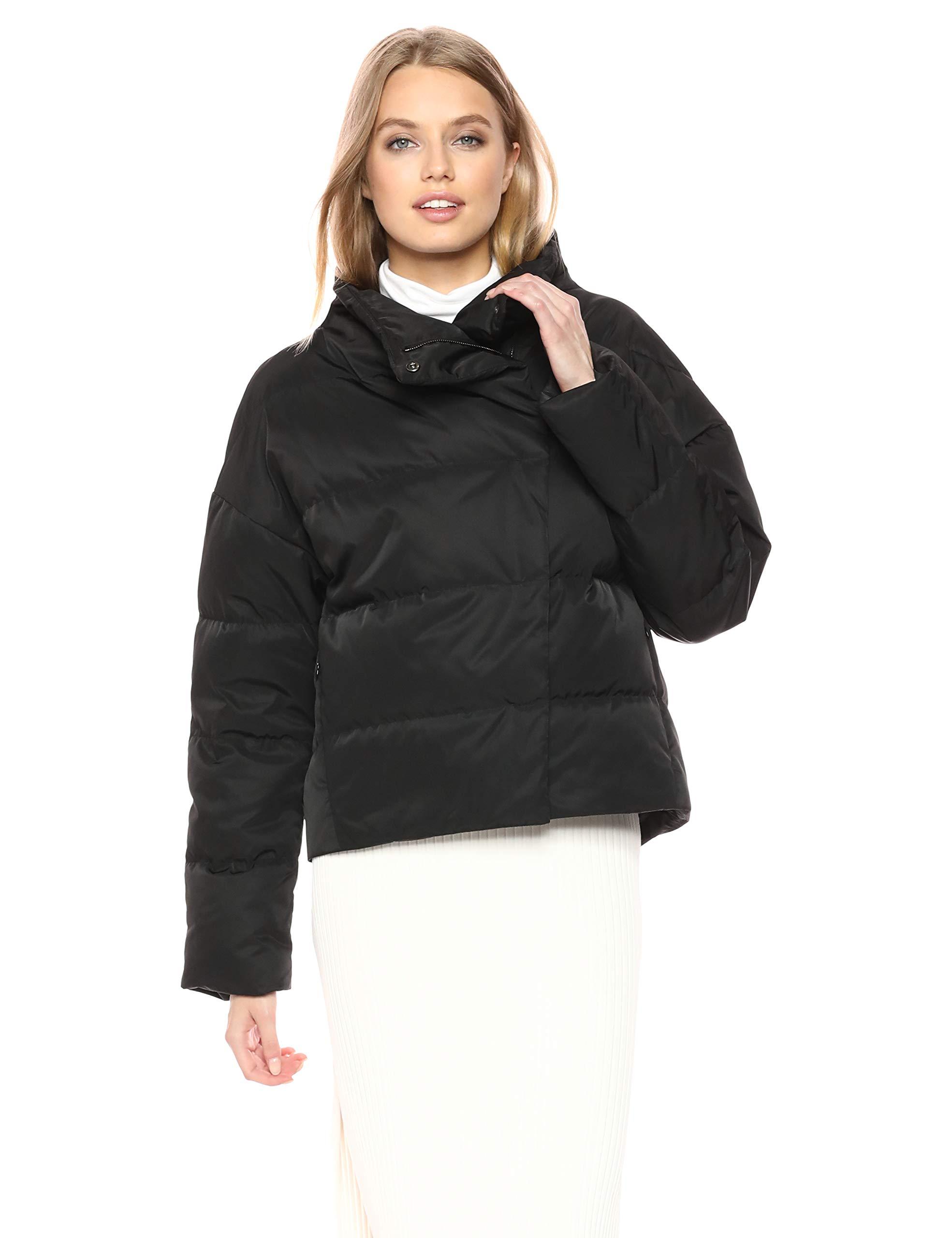 Theory Offset Puffer Jacket in Black Lyst
