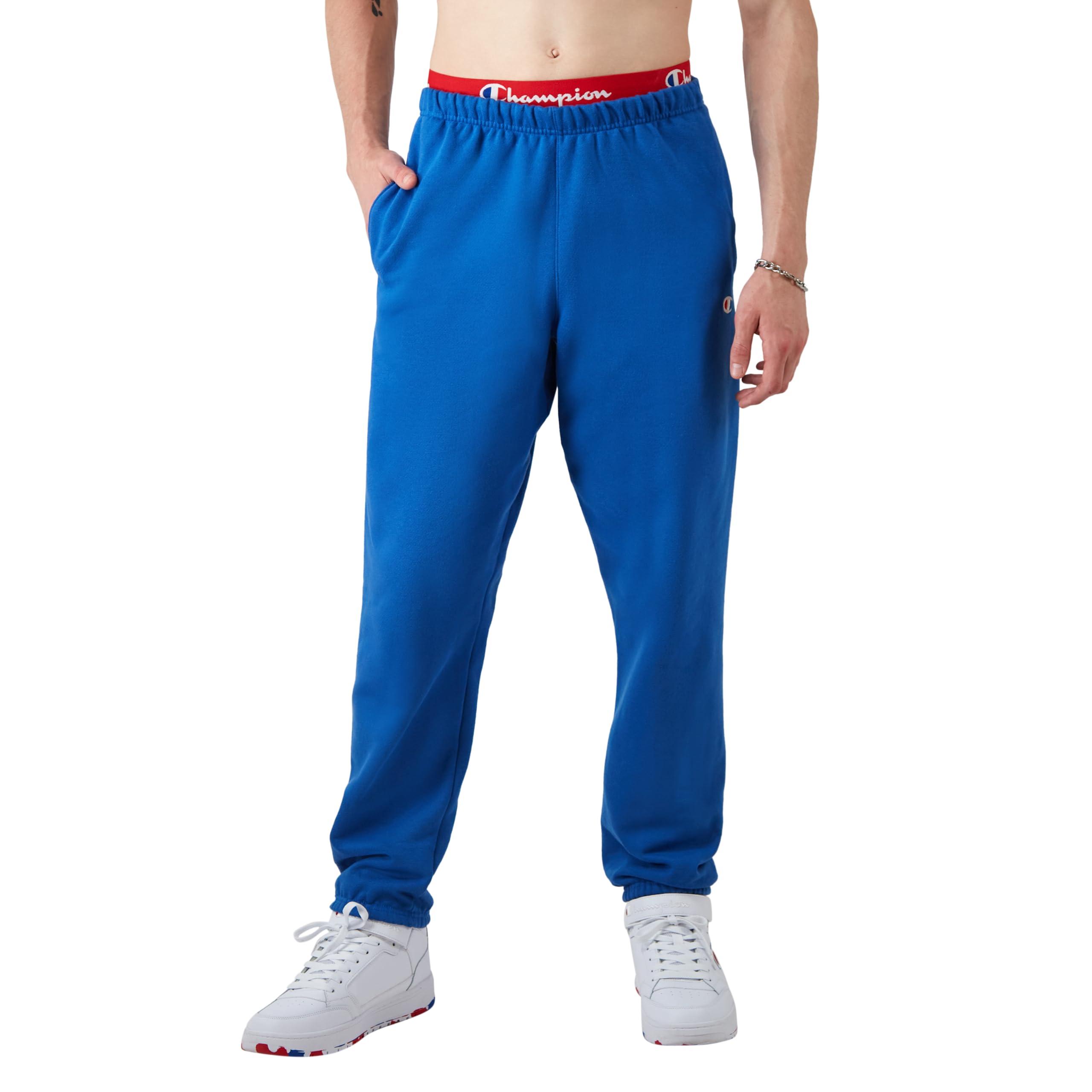 Champion , Reverse Weave Fleece Sweatpants, Soft Joggers, 30, Steel Blue  Ink C Logo, X-large for Men