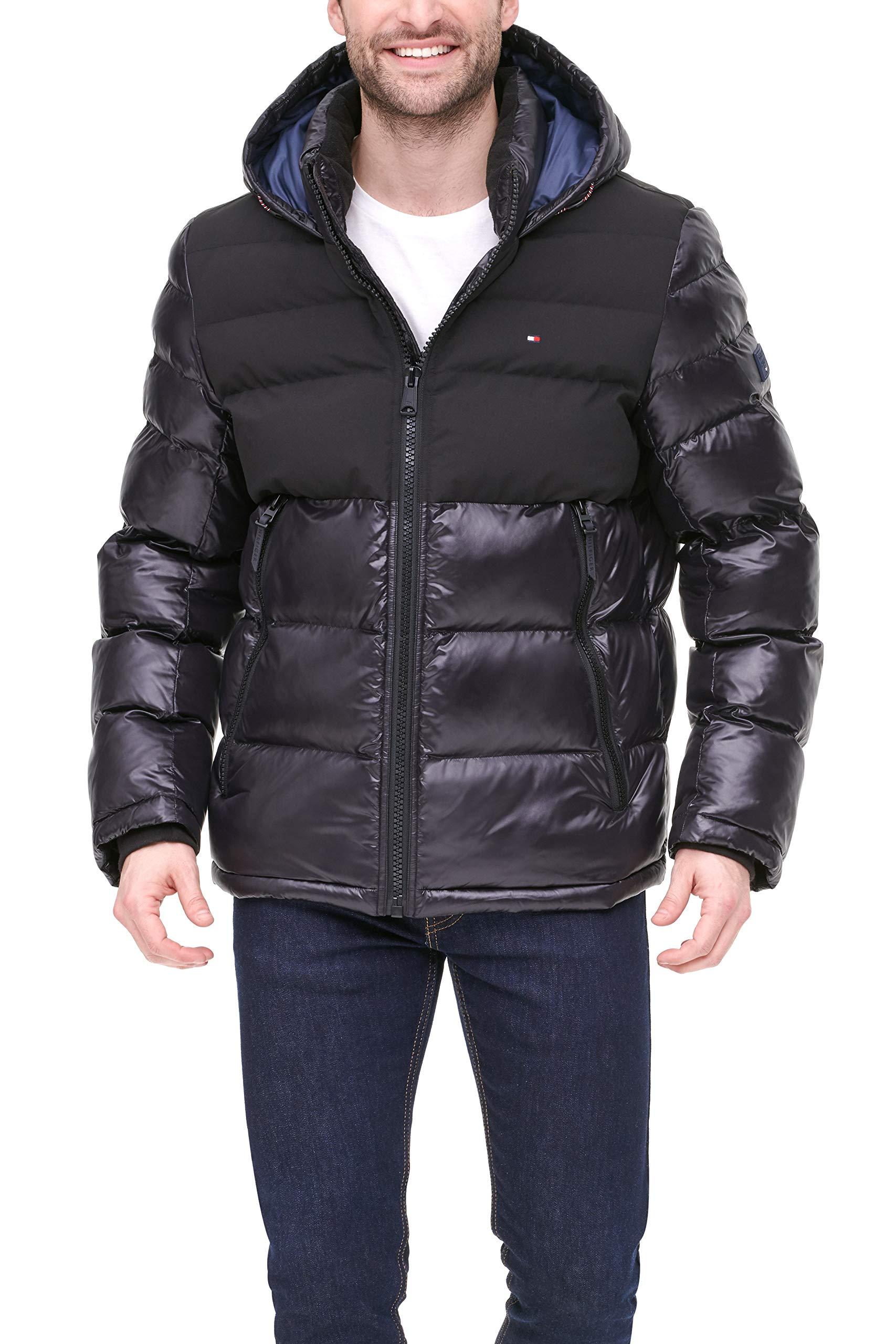 Tommy Hilfiger Synthetic Classic Hooded Puffer Jacket in Black Two Tone ...