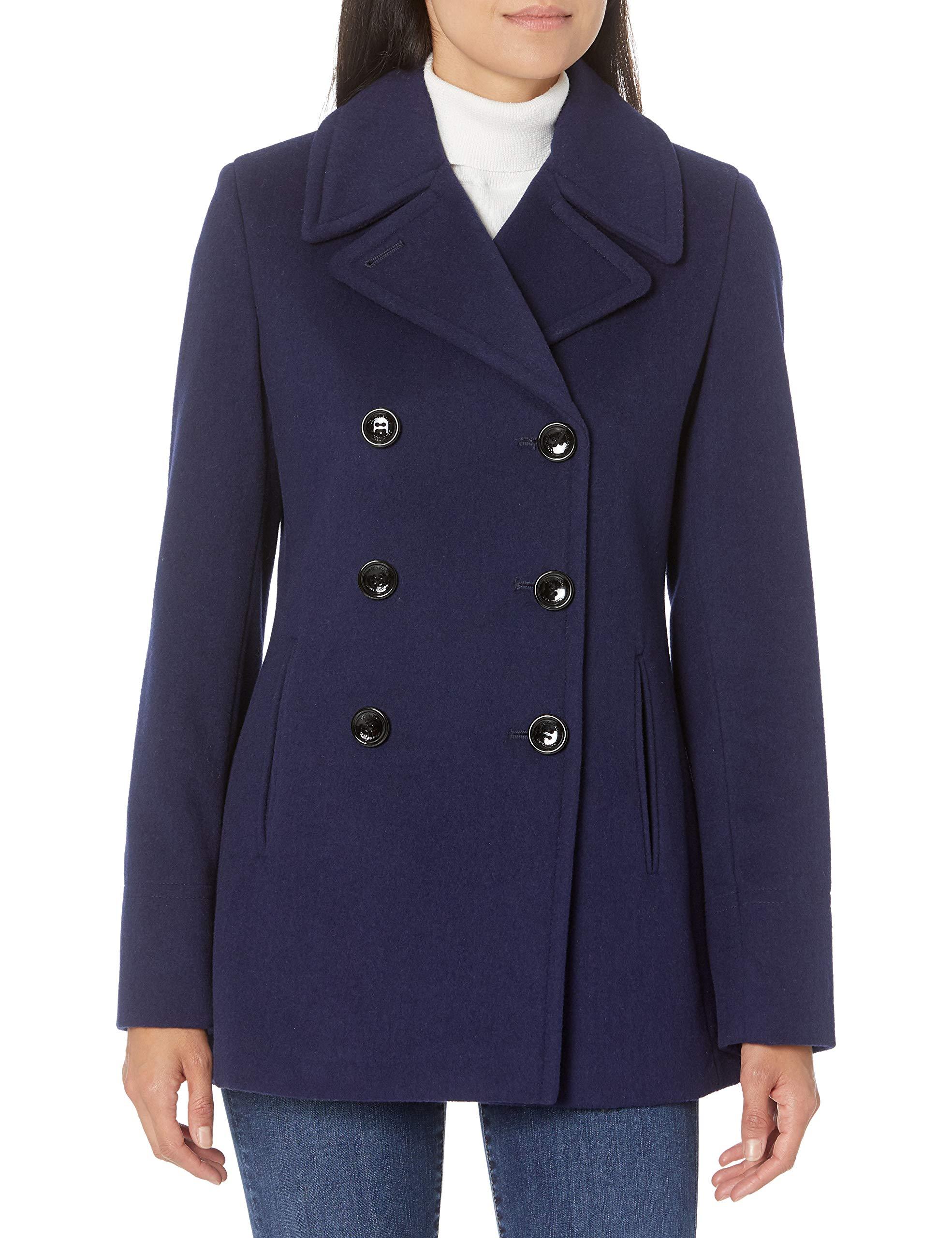 Calvin Klein S Double Breasted Peacoat in Blue - Lyst