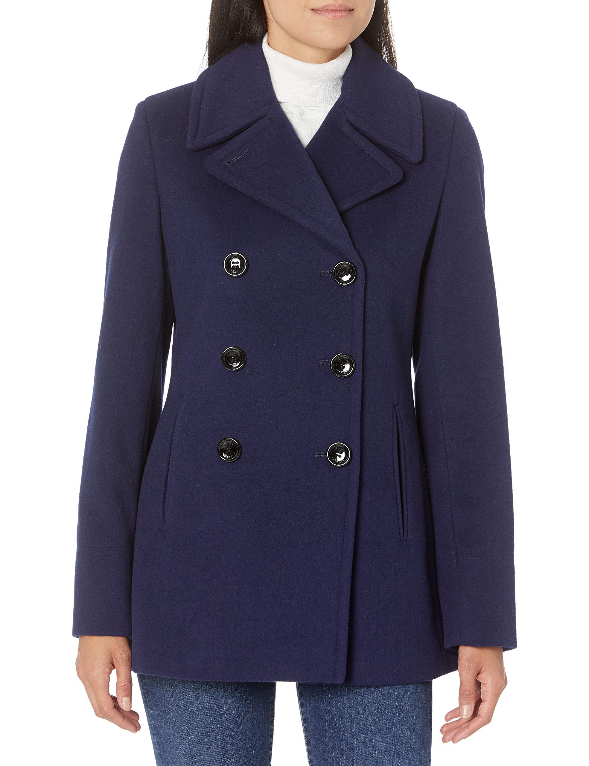 Calvin Klein S Double Breasted Peacoat in Blue Lyst