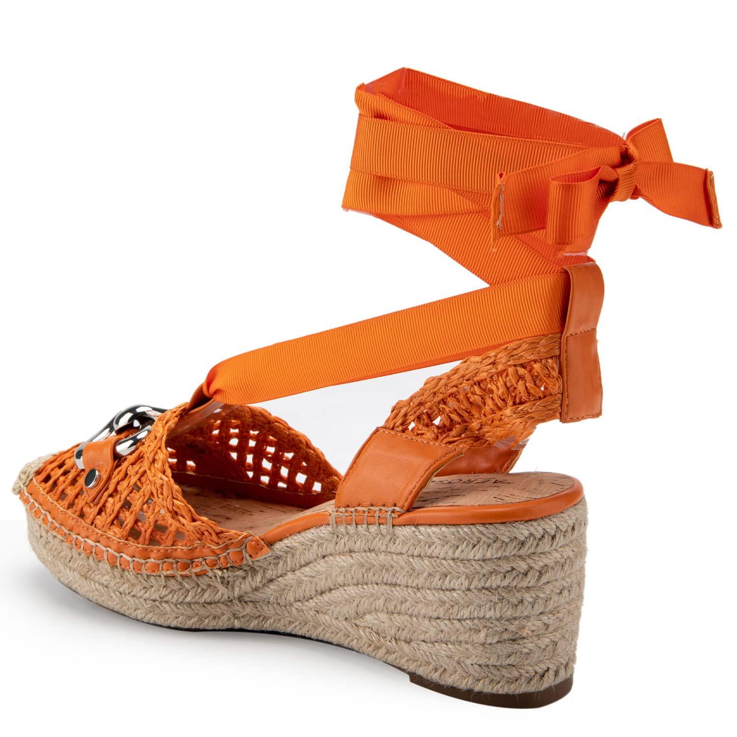 Aerosoles Scarlett Raffia Espadrille Wedge Sandal in Orange | Lyst
