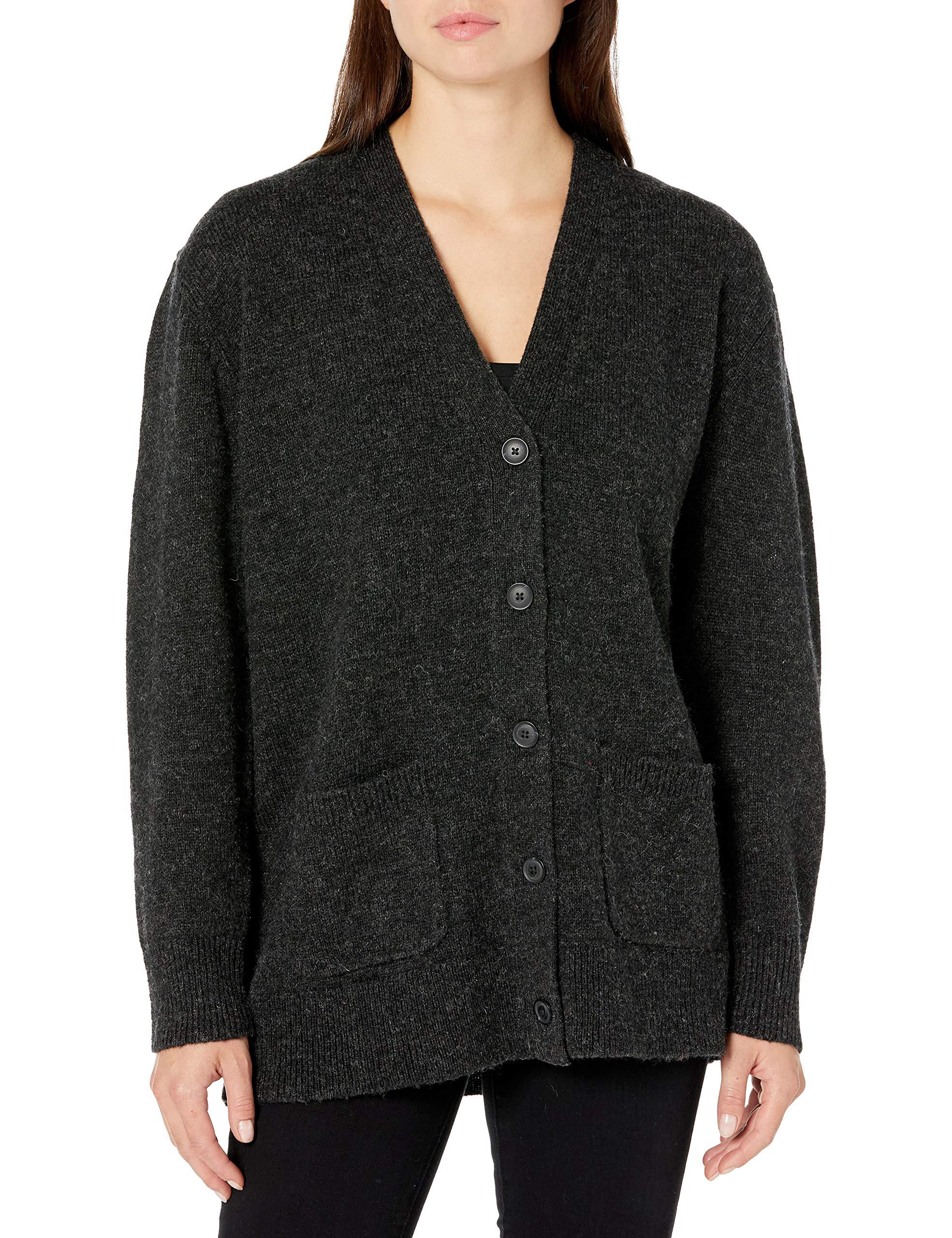 Pendleton Boyfriend Shetland Cardigan Sweater in Charcoal Heather (Gray