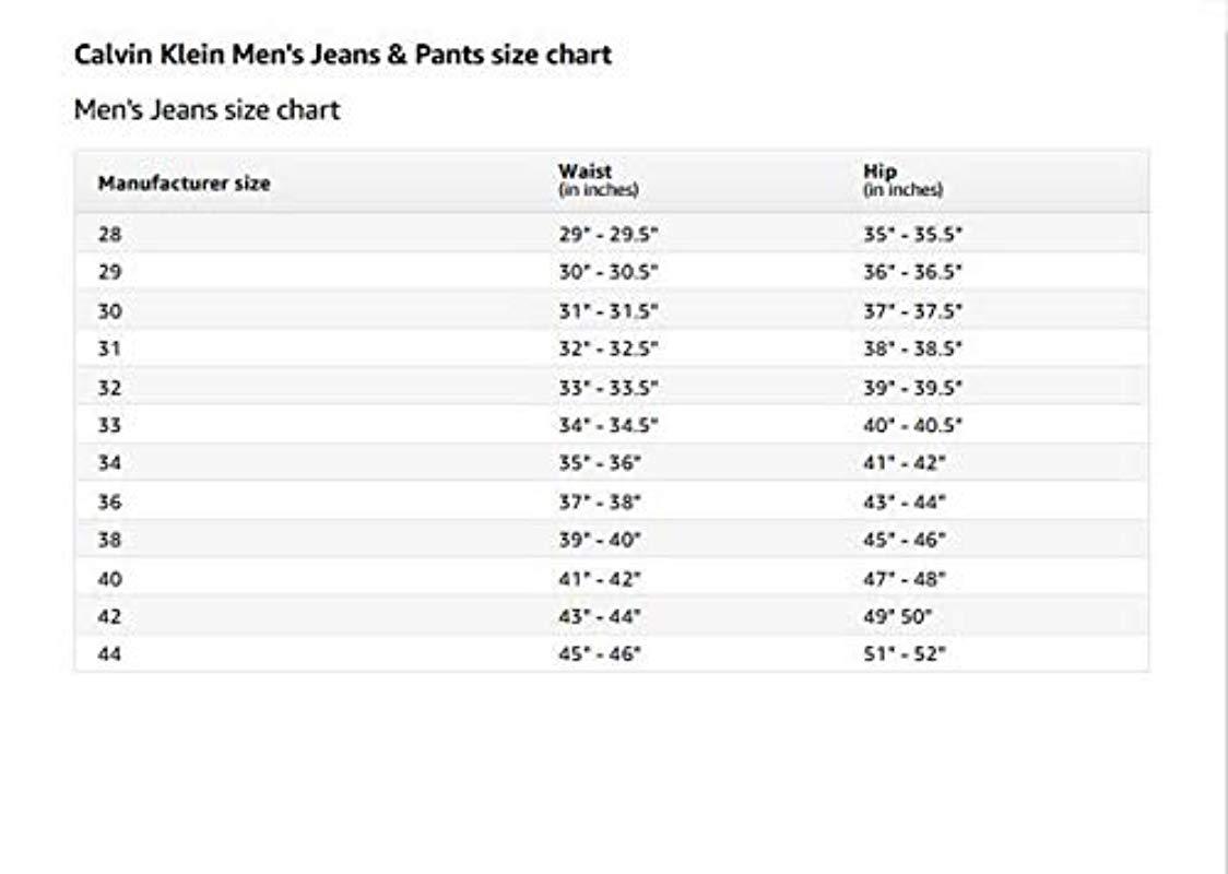 Calvin Klein Slim Boyfriend Jeans Size Chart - Chart Walls