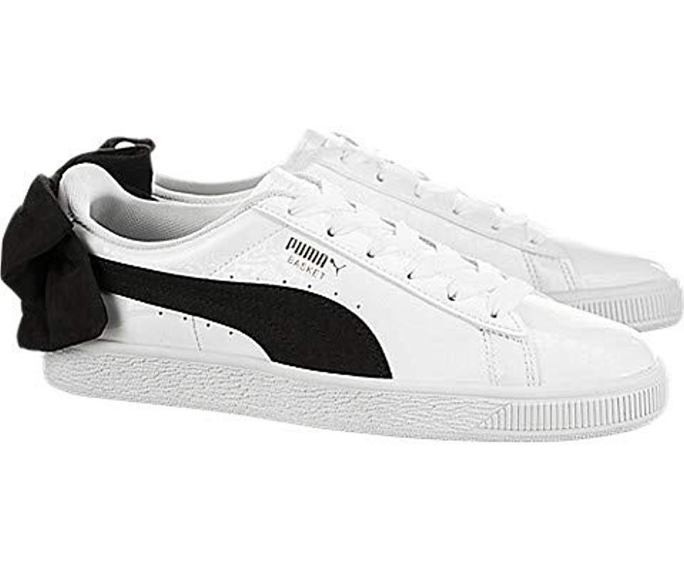 PUMA Suede Basket Bow in White/Black (White) | Lyst