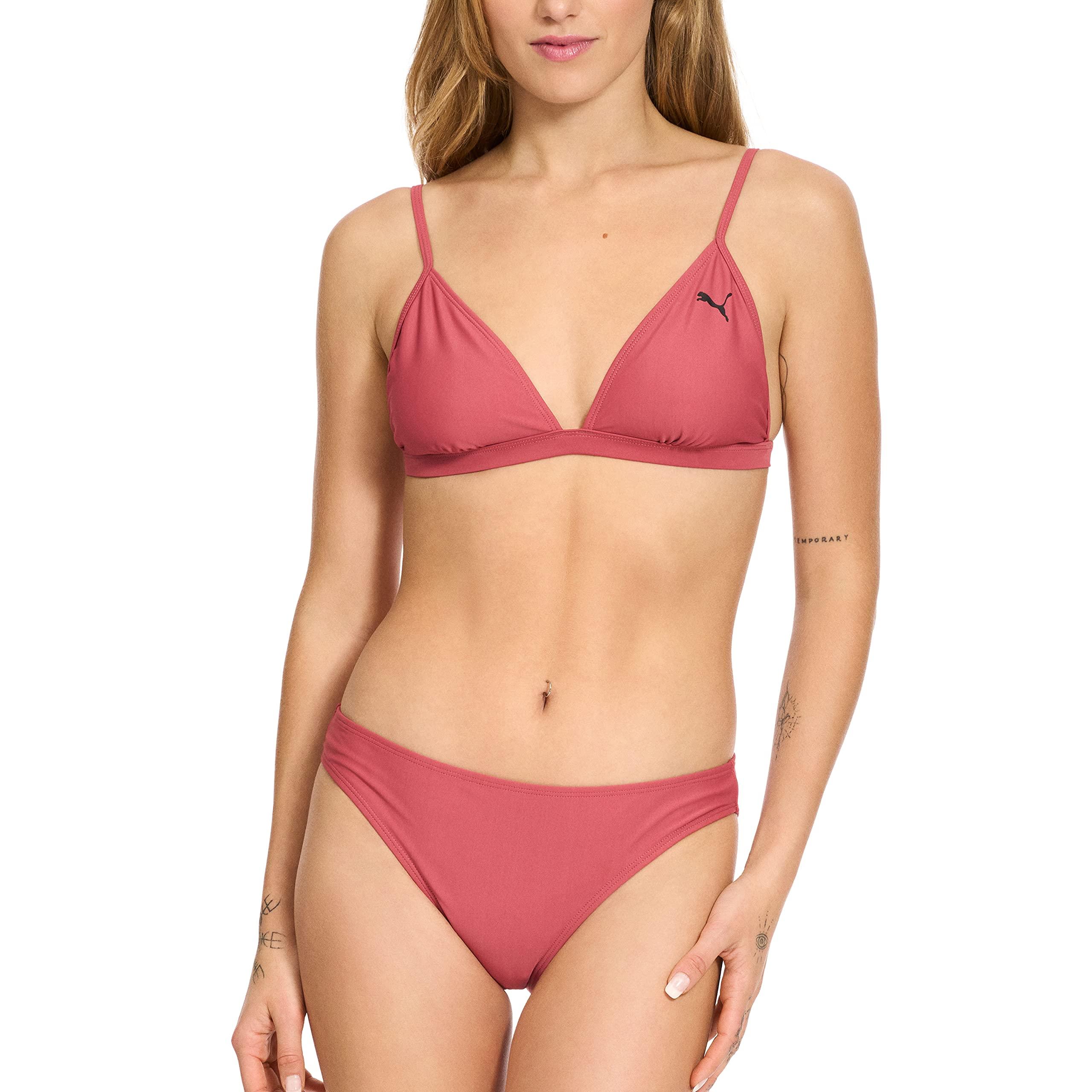 PUMA Triangle Bikini Top & Bottom Swimsuit Set in Red | Lyst