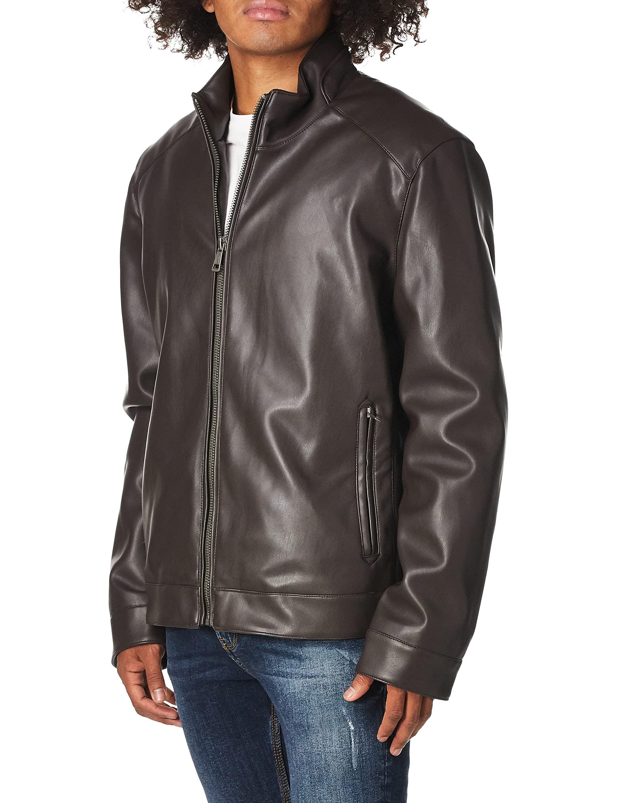 Cole Haan Signature Zip Front Faux Leather Moto Jacket in Gray for Men Lyst