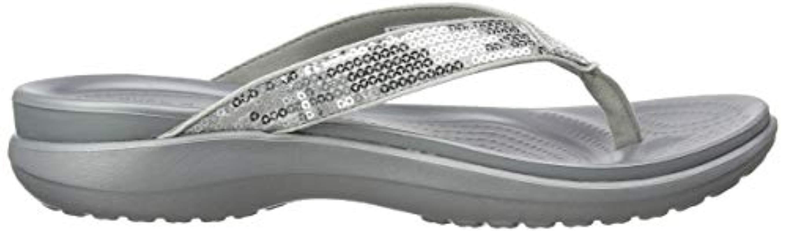 crocs capri v sequin casual lightweight beach flip flop