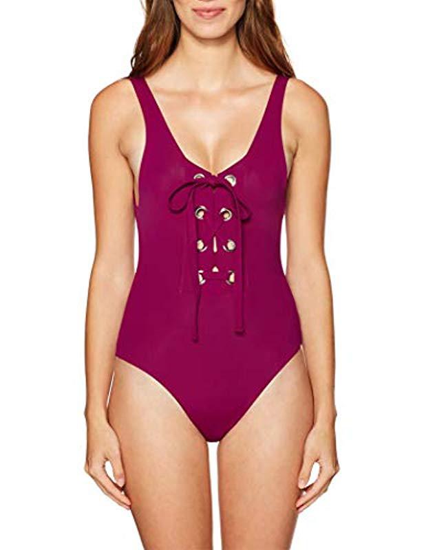 Mara Hoffman Desa Lace-up One Piece Swimsuit in Berry (Purple) - Lyst