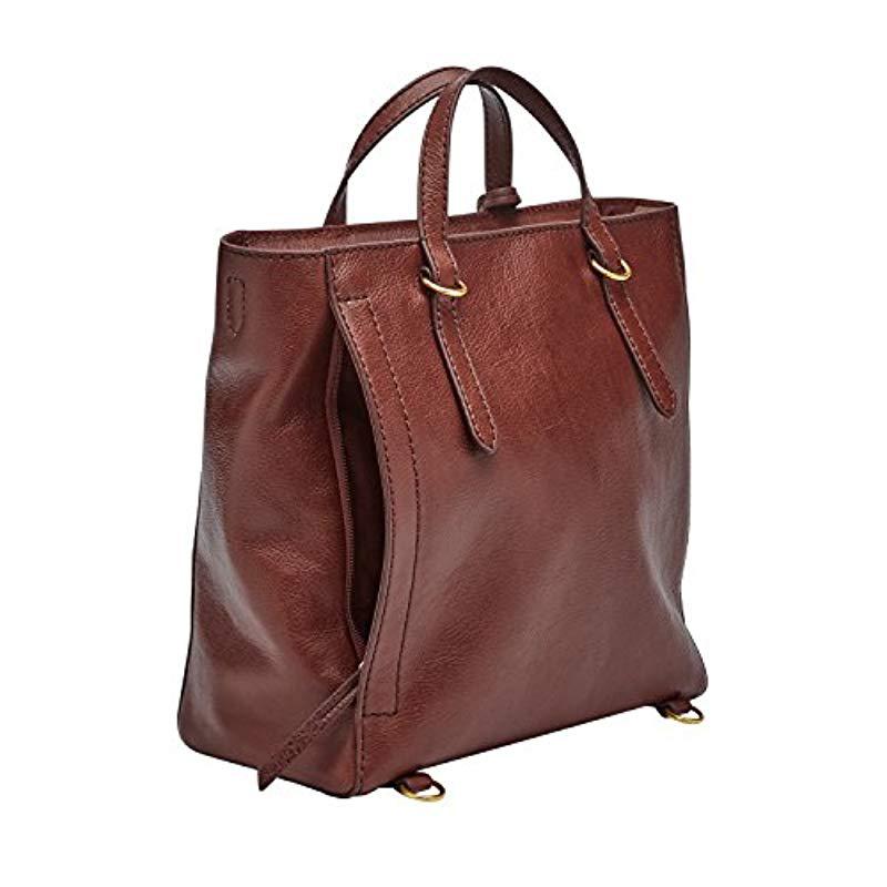 fossil camilla leather convertible backpack