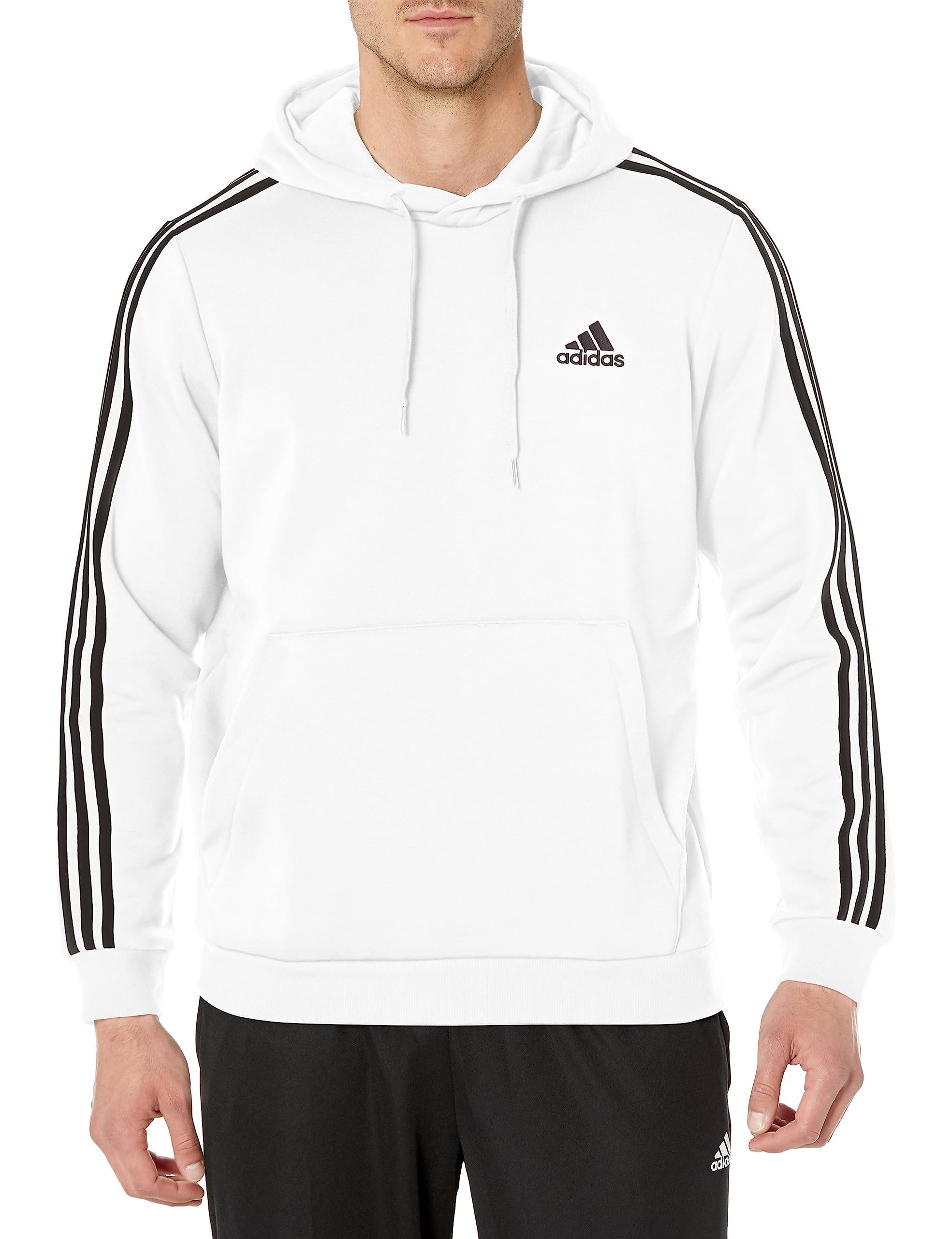 adidas Essentials Fleece 3-stripes Hoodie in White for Men | Lyst