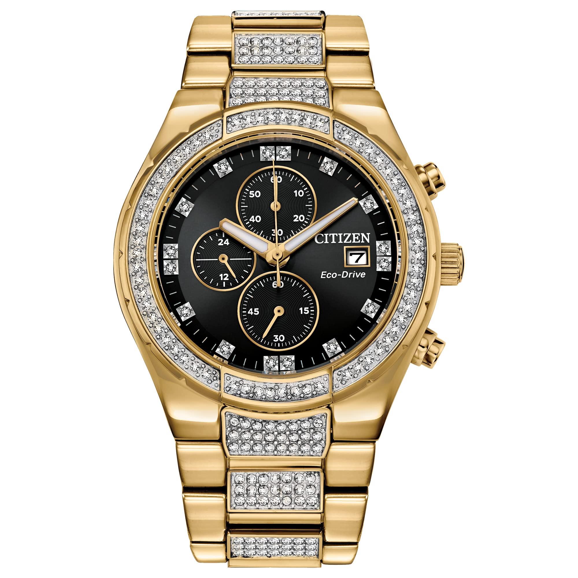 Citizen Ecodrive Classic Chronograph Crystal Watch In Goldtone