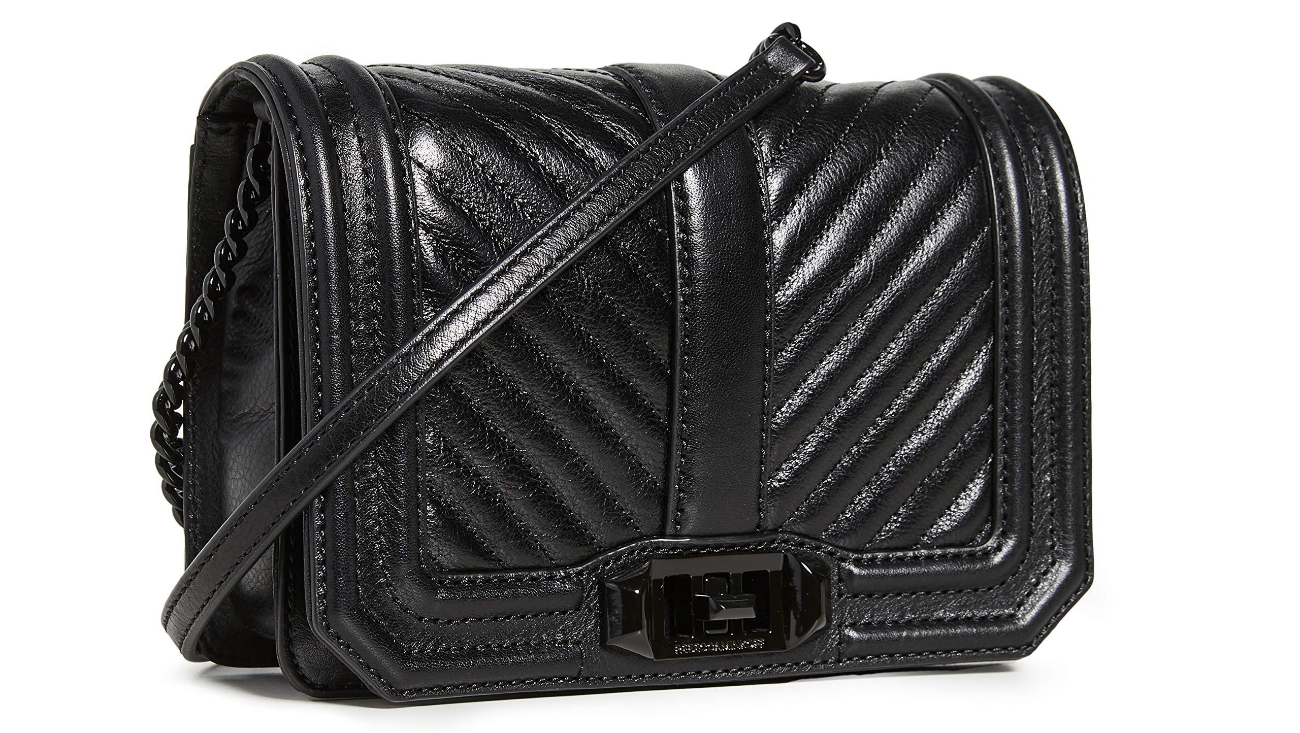 Rebecca Minkoff Chevron Quilted Small Love Crossbody in Black Save 12