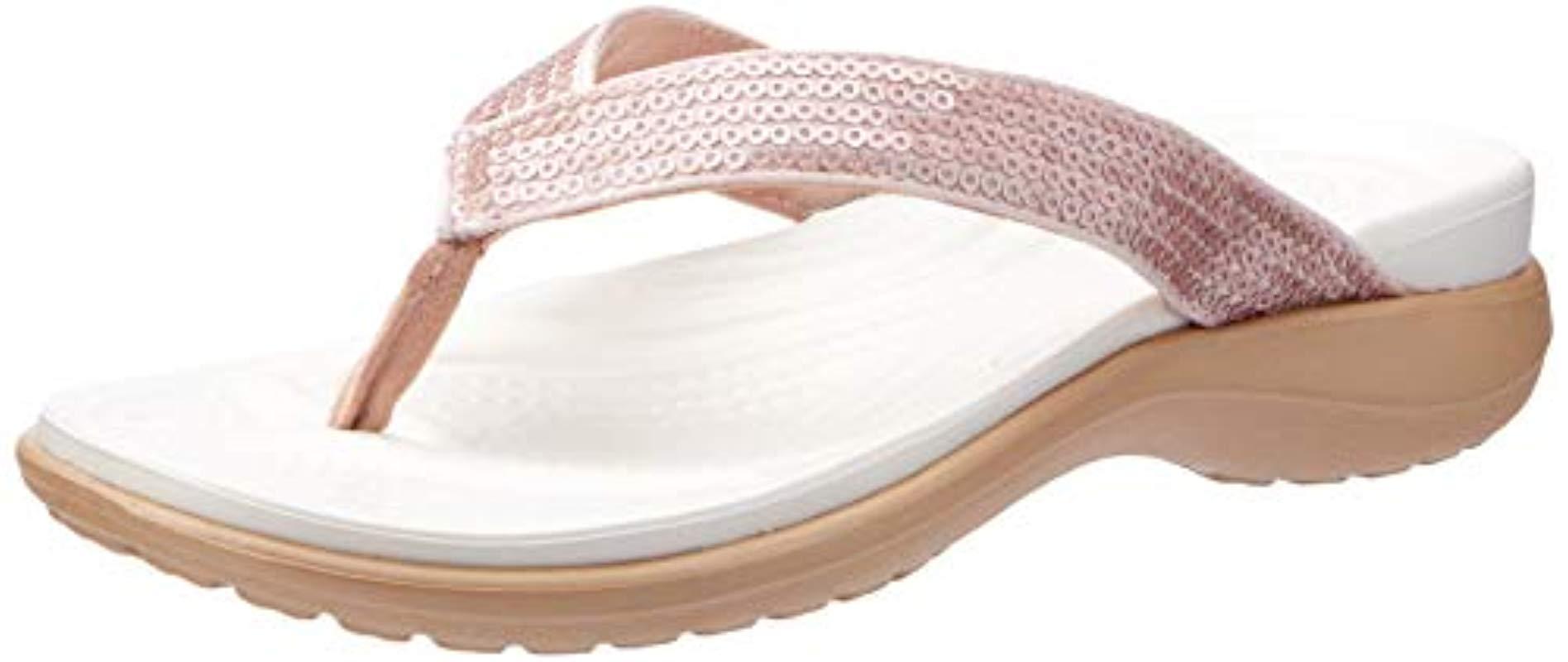 Crocs™ Capri V Sequin Flip Flops Sandals in Pink Lyst