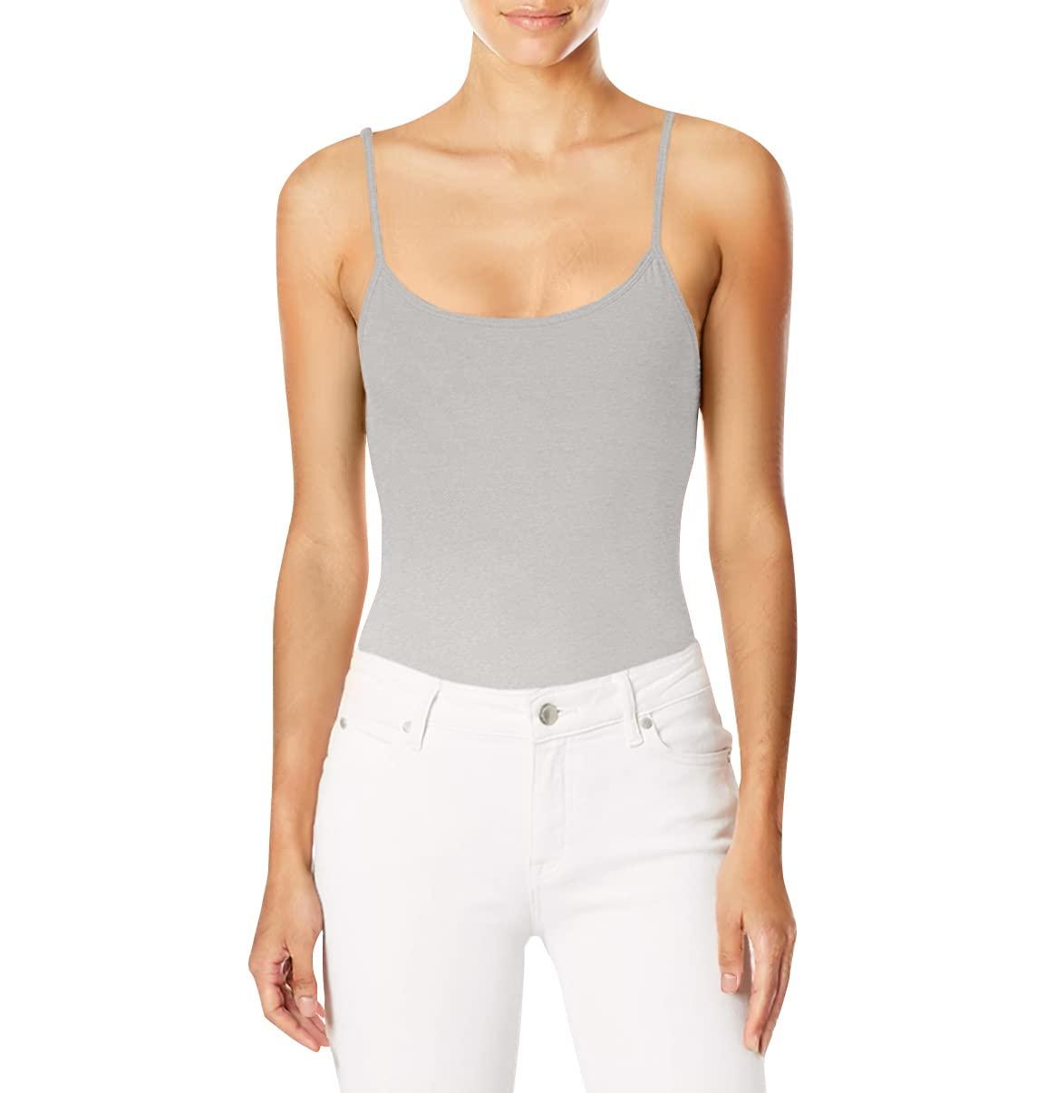 Hanes Stretch Cotton Cami With Built-in Shelf Bra in White