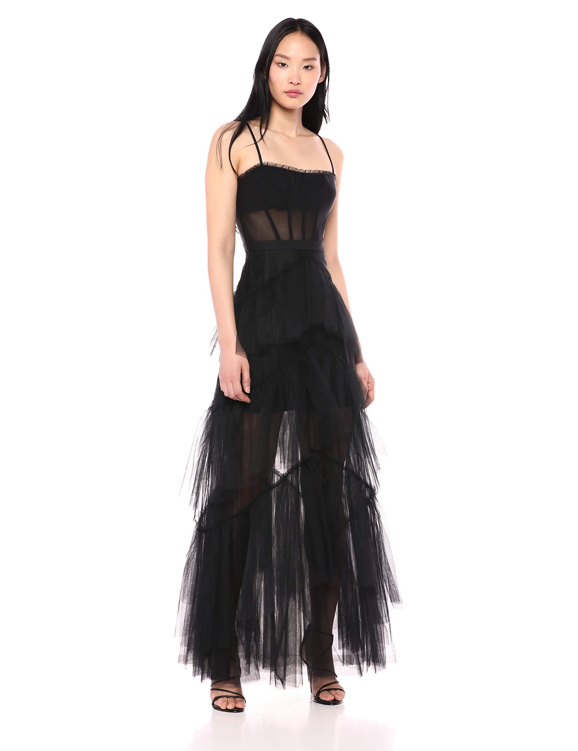 corset tulle gown in black bcbgmaxazria