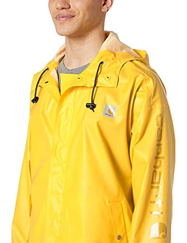 Carhartt Synthetic Lightweight Waterproof Rainstorm Coat in Yellow for