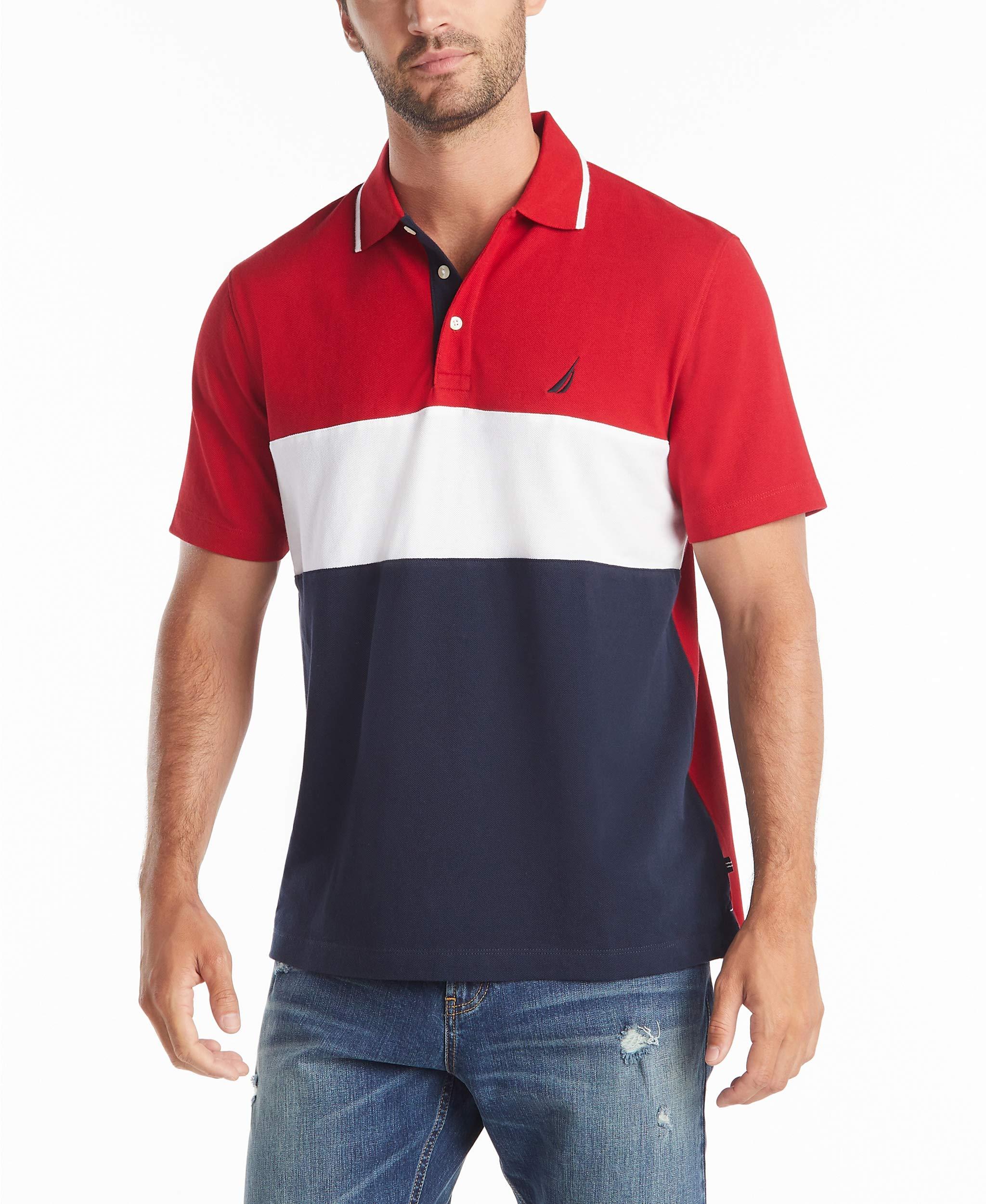 Nautica Short Sleeve 100% Cotton Pique Color Block Polo Shirt in Red for  Men | Lyst