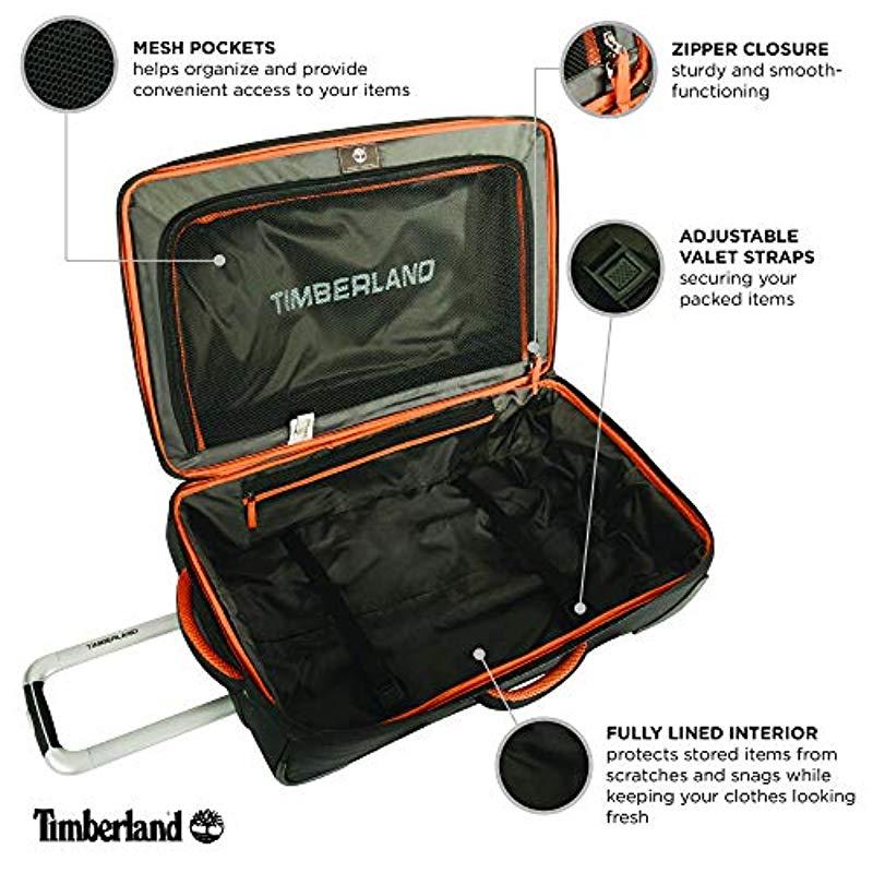 Timberland Wheeled Duffle Bag - Carry On Check In Lightweight Rolling  Luggage Overnight Travel Bag Suitcase For in Black/Burnt Orange (Black) for  Men | Lyst