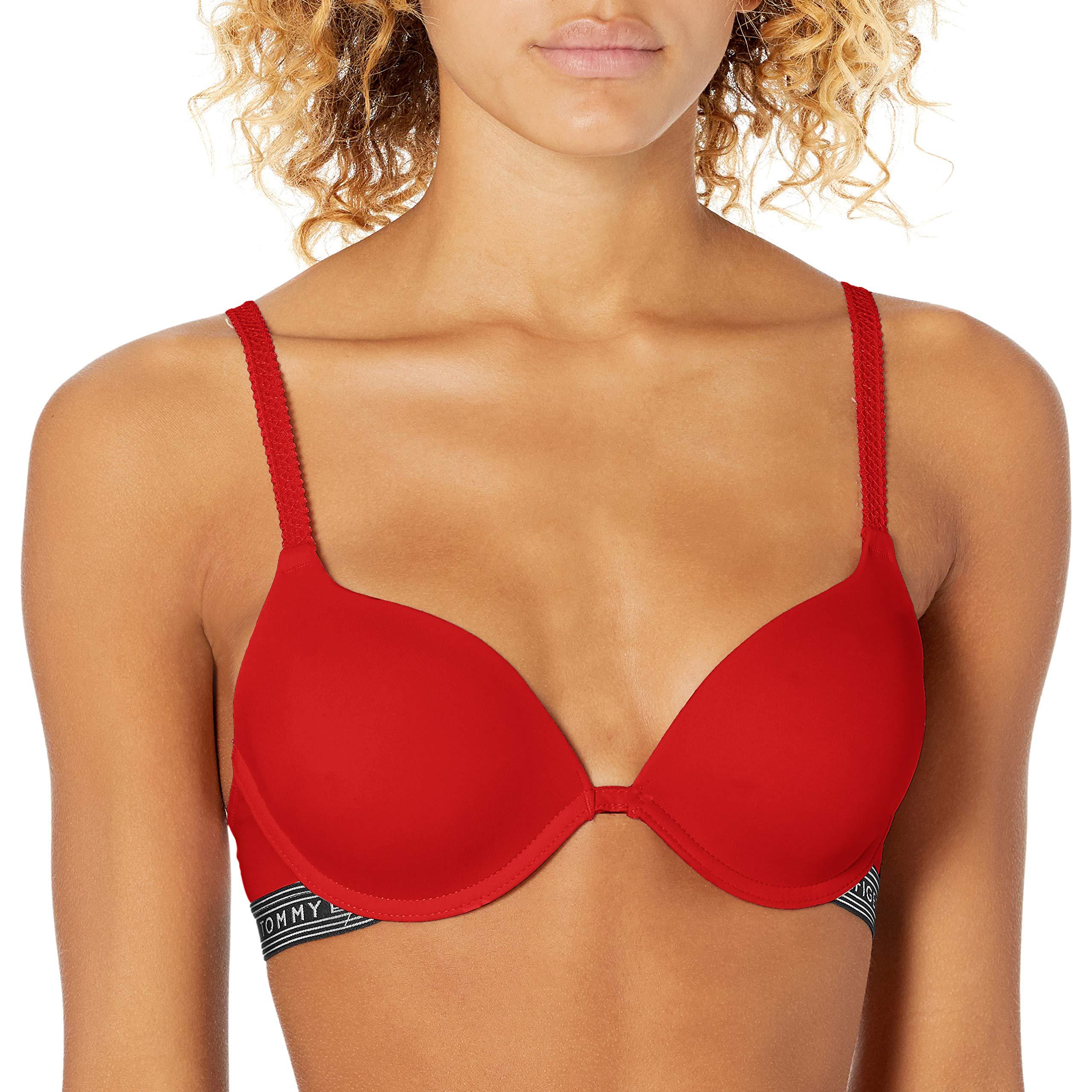 Tommy Hilfiger Micro Push Up Bra With Lace Straps in Red | Lyst