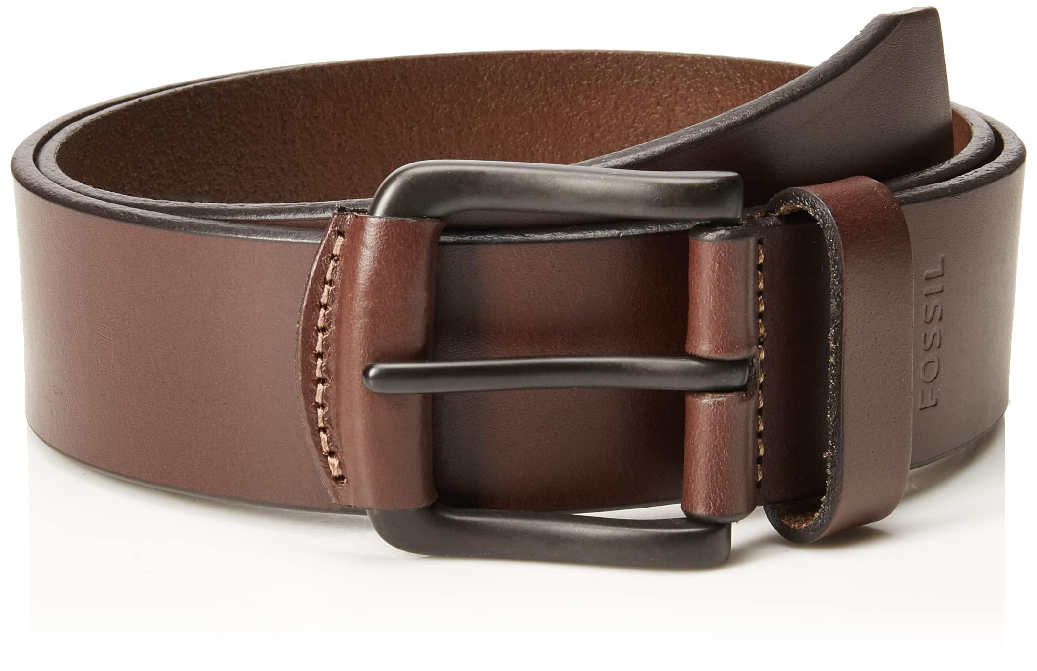 Brody Belt Fossil Brown Belt Rhett-Solid-Leather-Brown-Single-Side