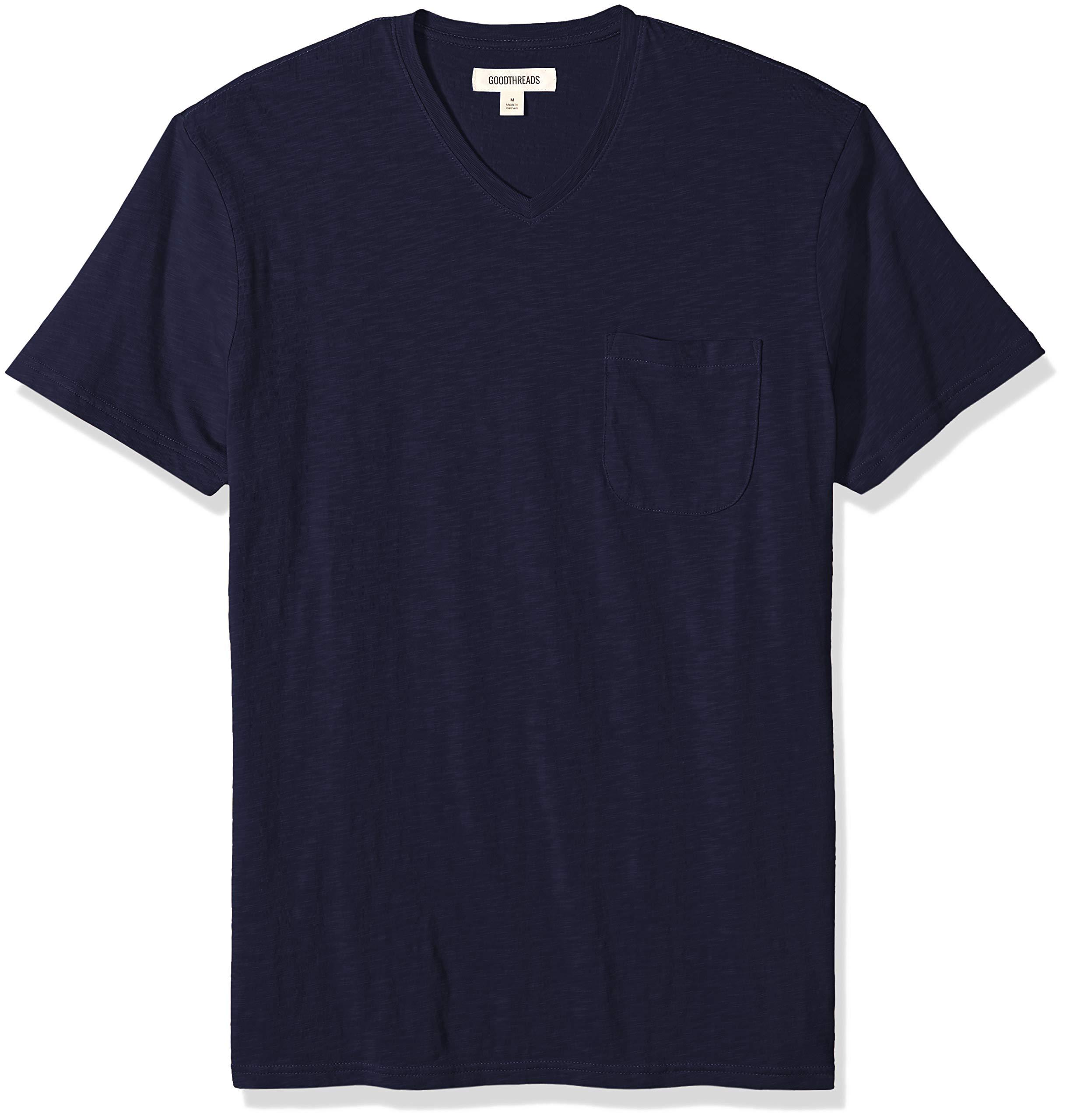 Goodthreads Cotton Short-sleeve V-neck Lightweight Slub Pocket T-shirt ...