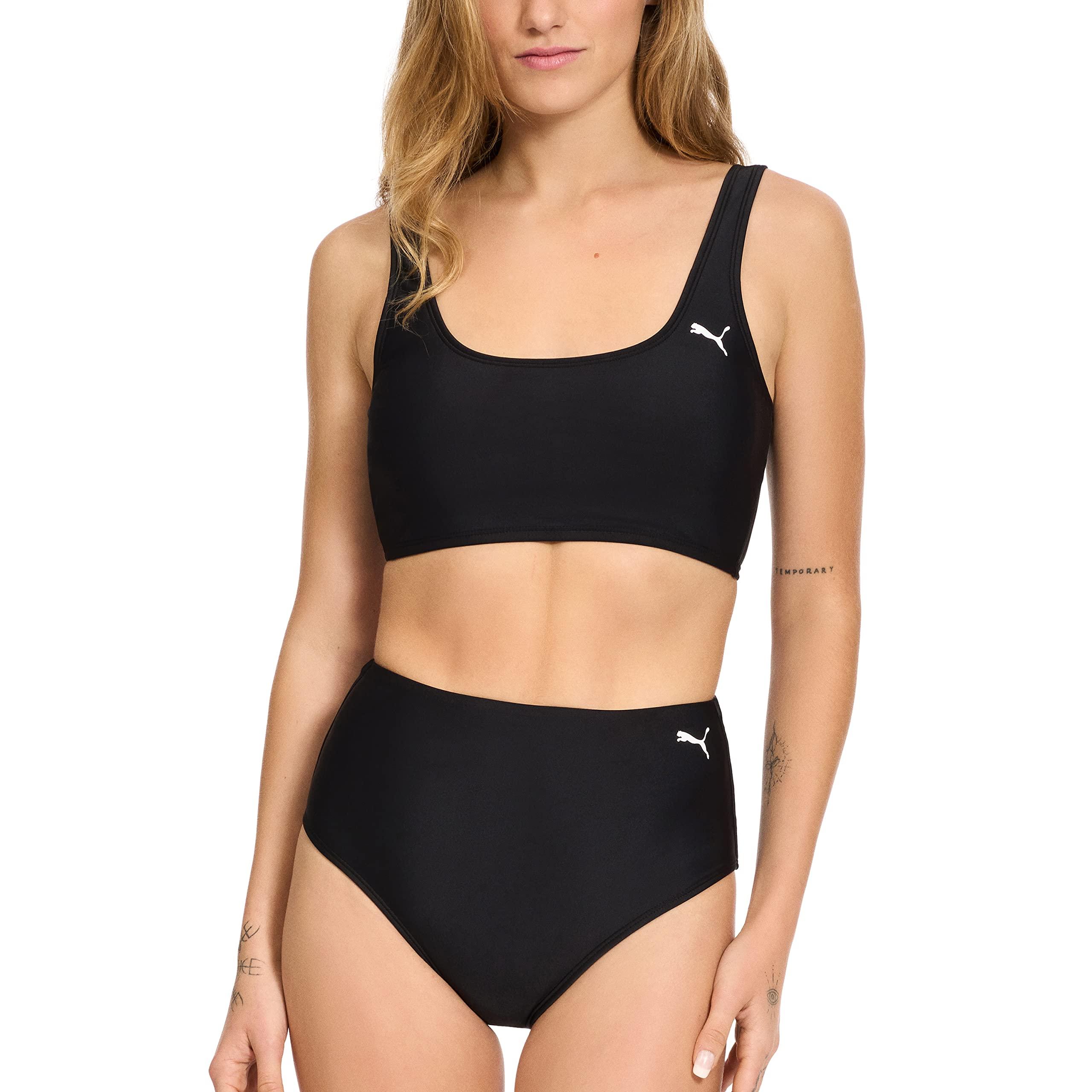 PUMA Bandeau Ribbed Bikini Top & Bottom Set in Black | Lyst