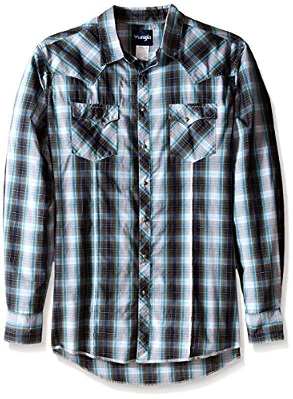Wrangler Fashion Big And Tall Snap Long Sleeve Woven Shirt in Blue for ...