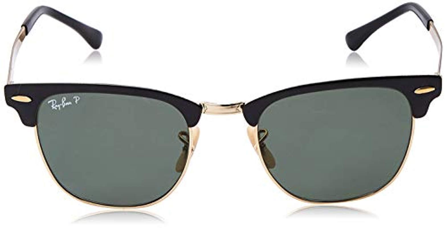Ray Ban Rb3716 Clubmaster Metal Square Sunglasses Shiny Black On Gold Polarized Green 51 Mm Lyst Ray Ban Rb3716 Clubmaster Metal Square Sunglasses Shiny Black On Gold Polarized Green 51 Mm Lyst